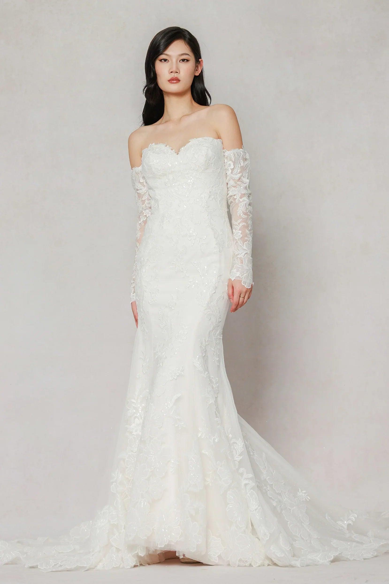 Trumpet-Mermaid Chapel Train Tulle Wedding Dress CW3641