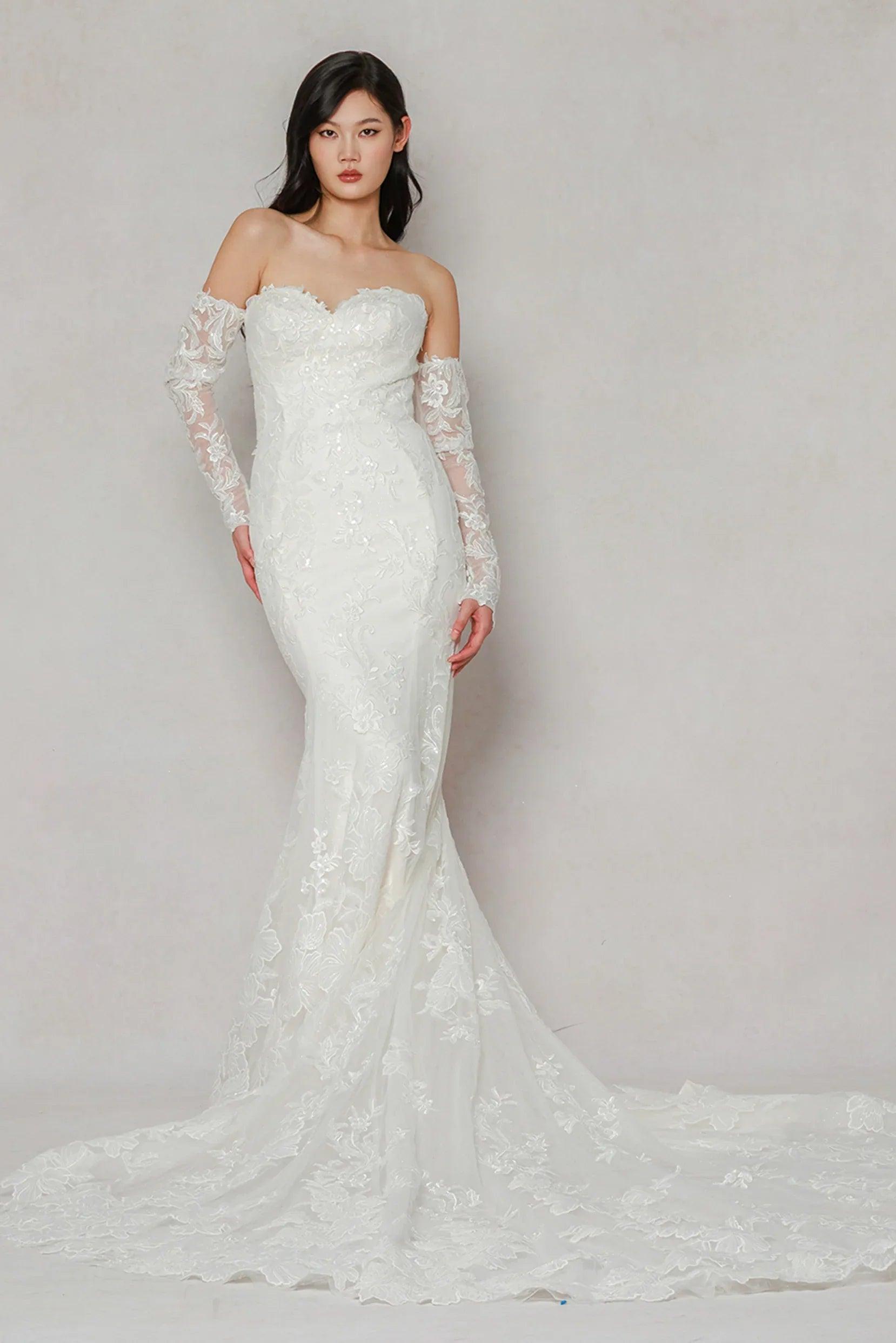 Trumpet-Mermaid Chapel Train Tulle Wedding Dress CW3641