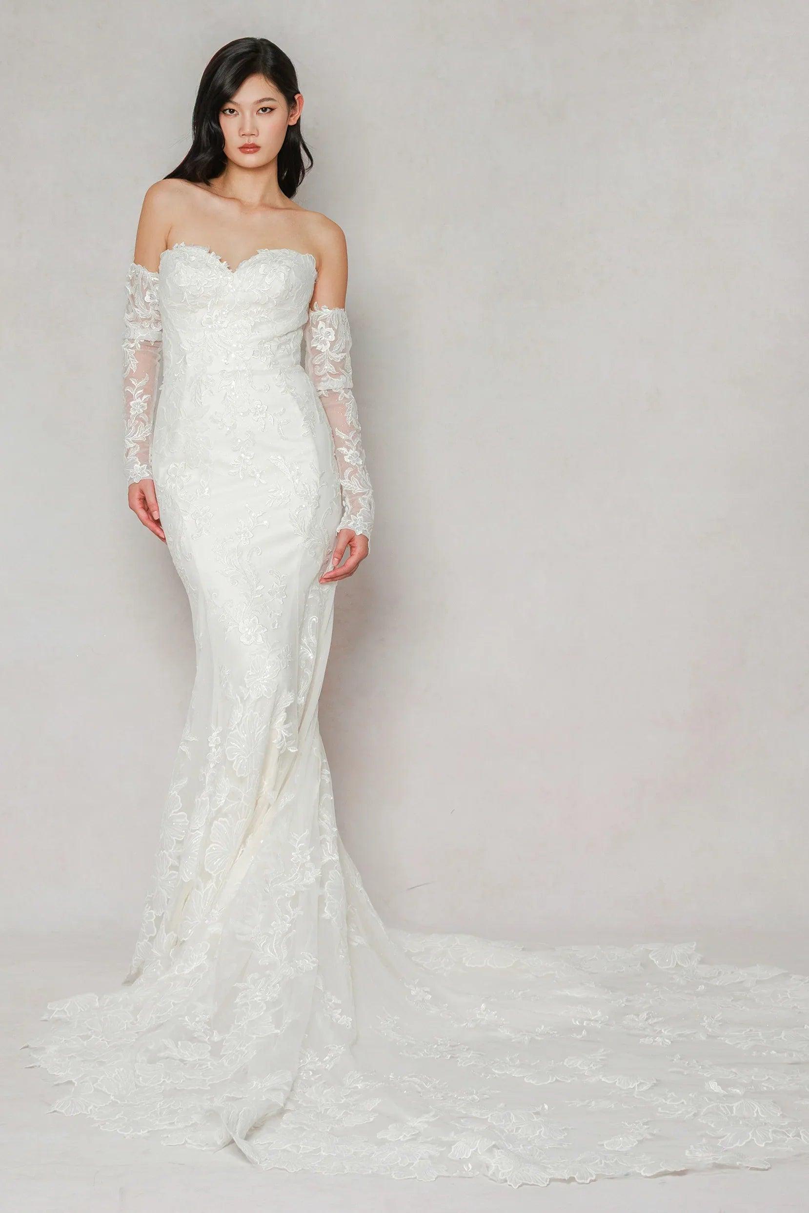 Trumpet-Mermaid Chapel Train Tulle Wedding Dress CW3641