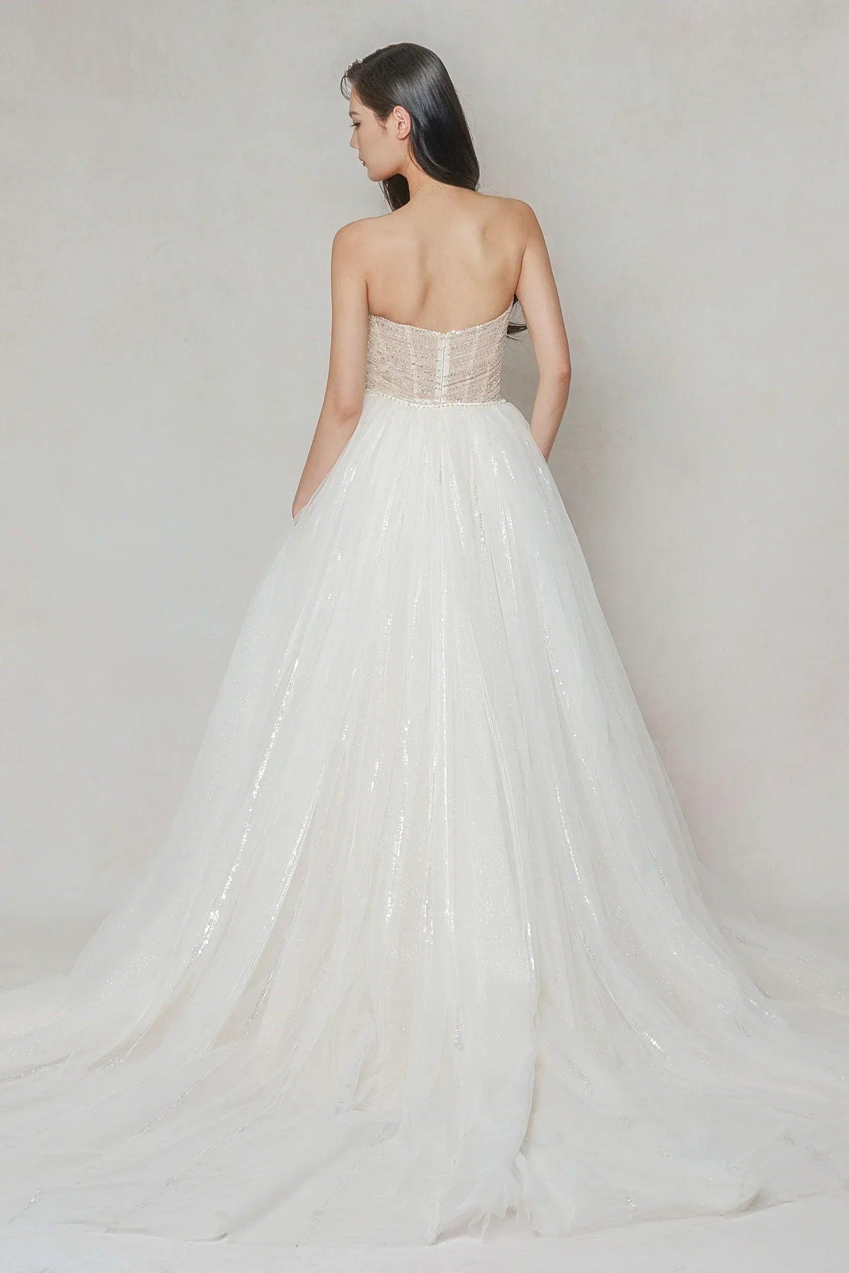 Trumpet-Mermaid Court Train Lace Tulle Wedding Dress CW3645