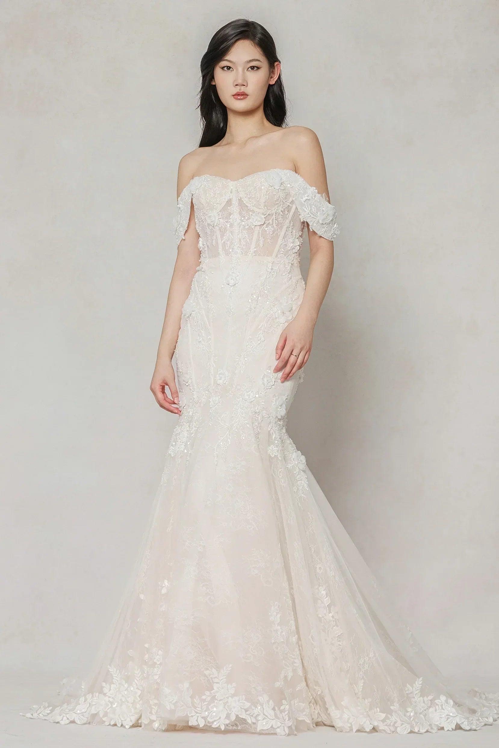 Trumpet-Mermaid Court Train Tulle Wedding Dress CW3648