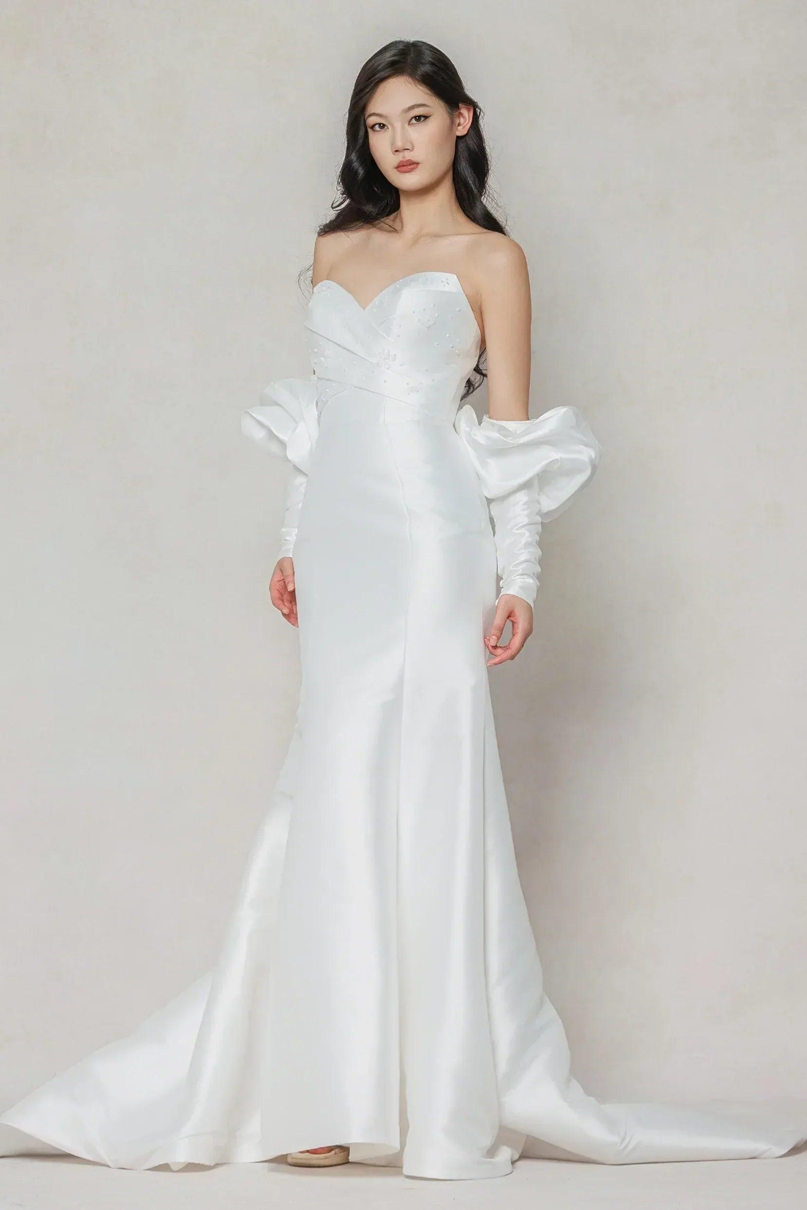 Trumpet-Mermaid Court Train Mikado Wedding Dress CW3649