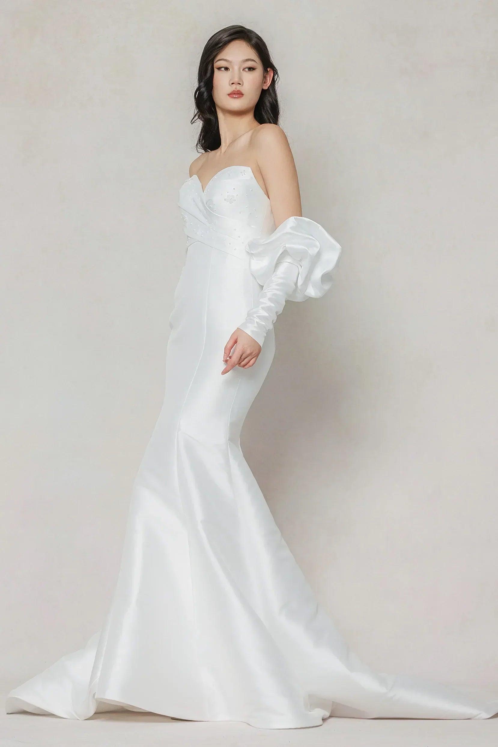 Trumpet-Mermaid Court Train Mikado Wedding Dress CW3649