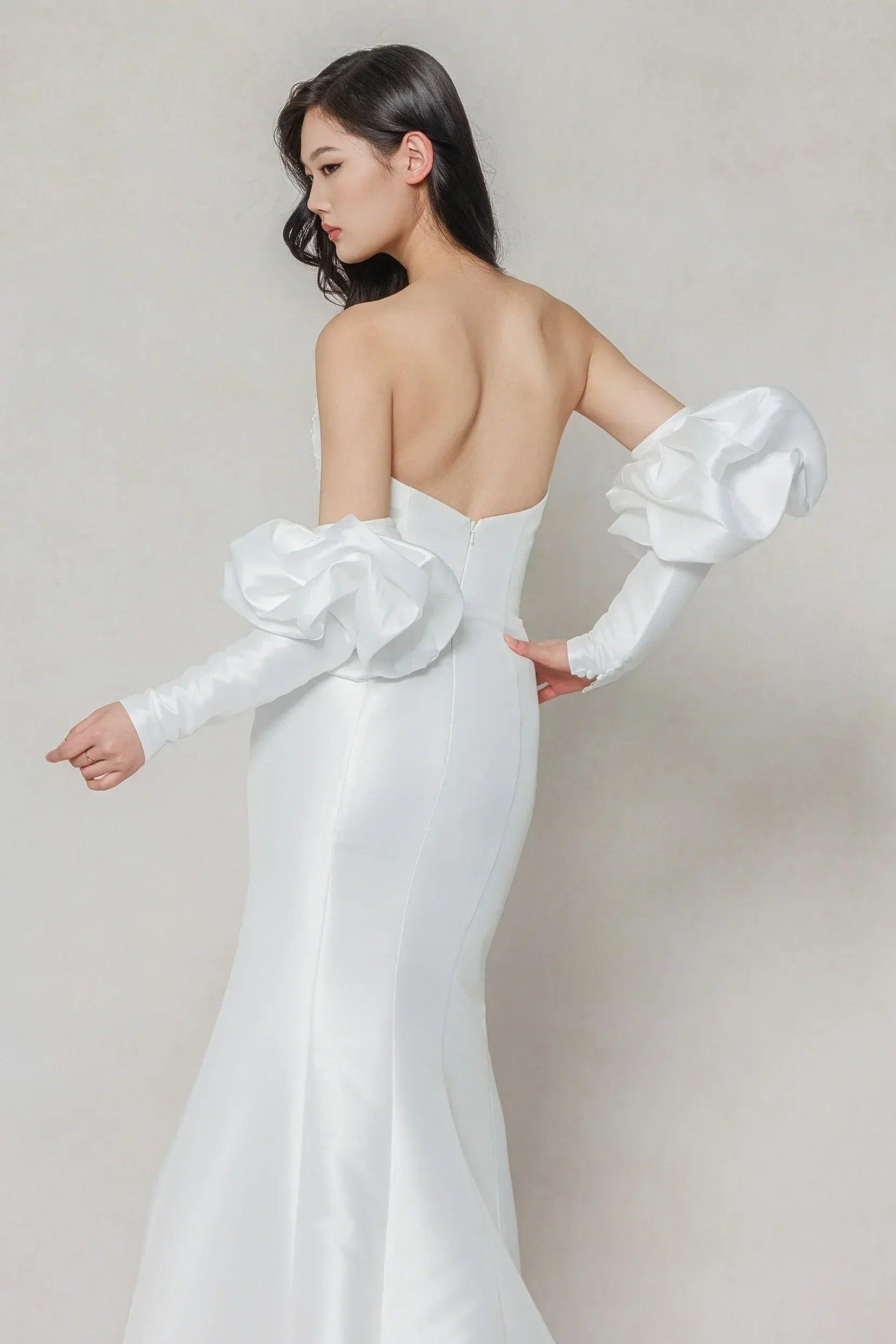 Trumpet-Mermaid Court Train Mikado Wedding Dress CW3649