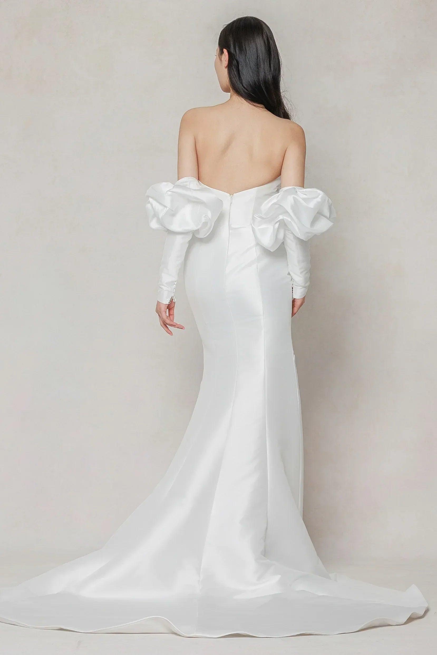 Trumpet-Mermaid Court Train Mikado Wedding Dress CW3649