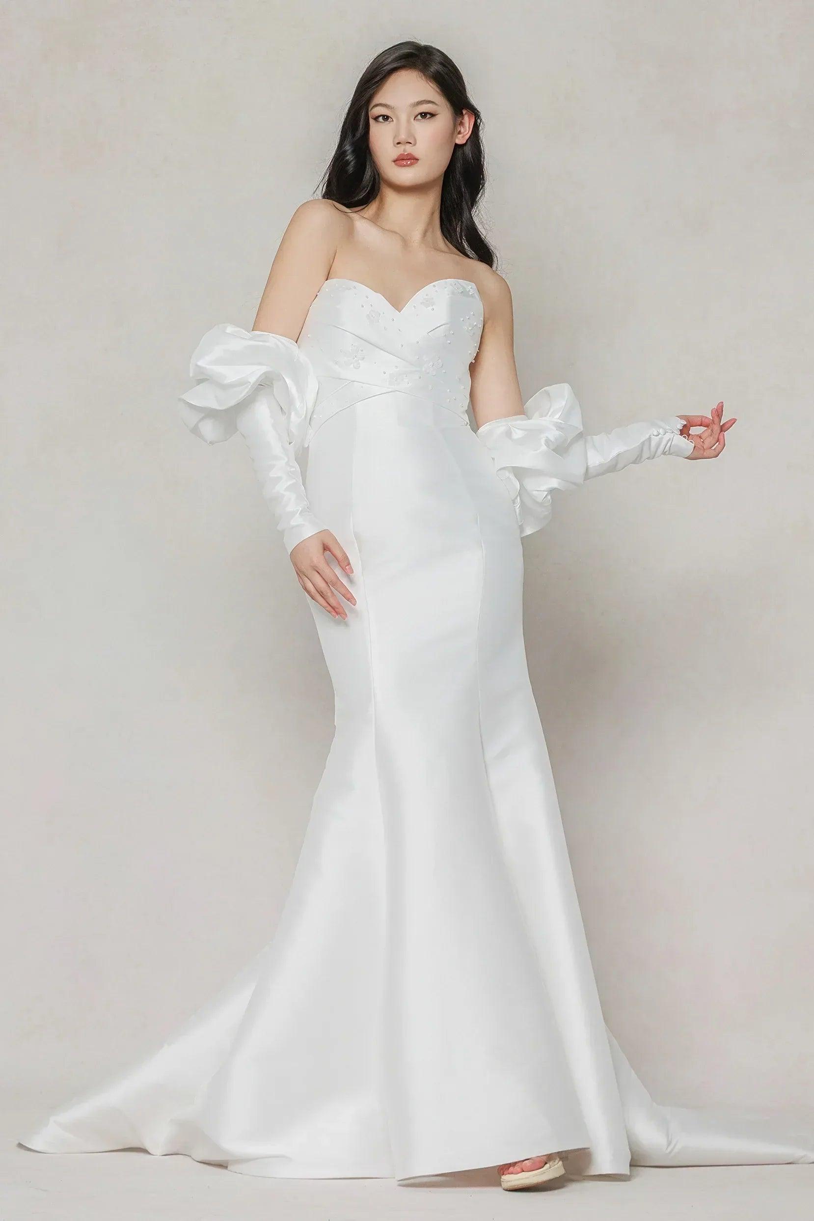 Trumpet-Mermaid Court Train Mikado Wedding Dress CW3649