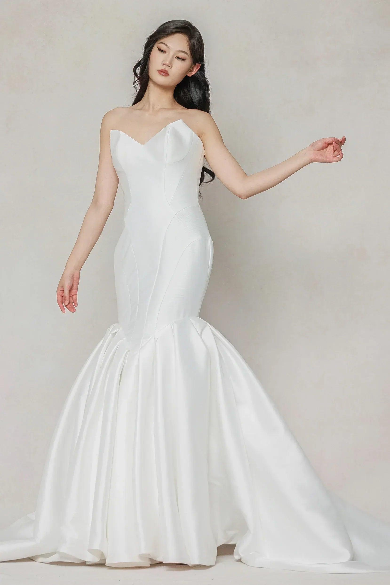 Trumpet-Mermaid Court Train Mikado Wedding Dress CW3650