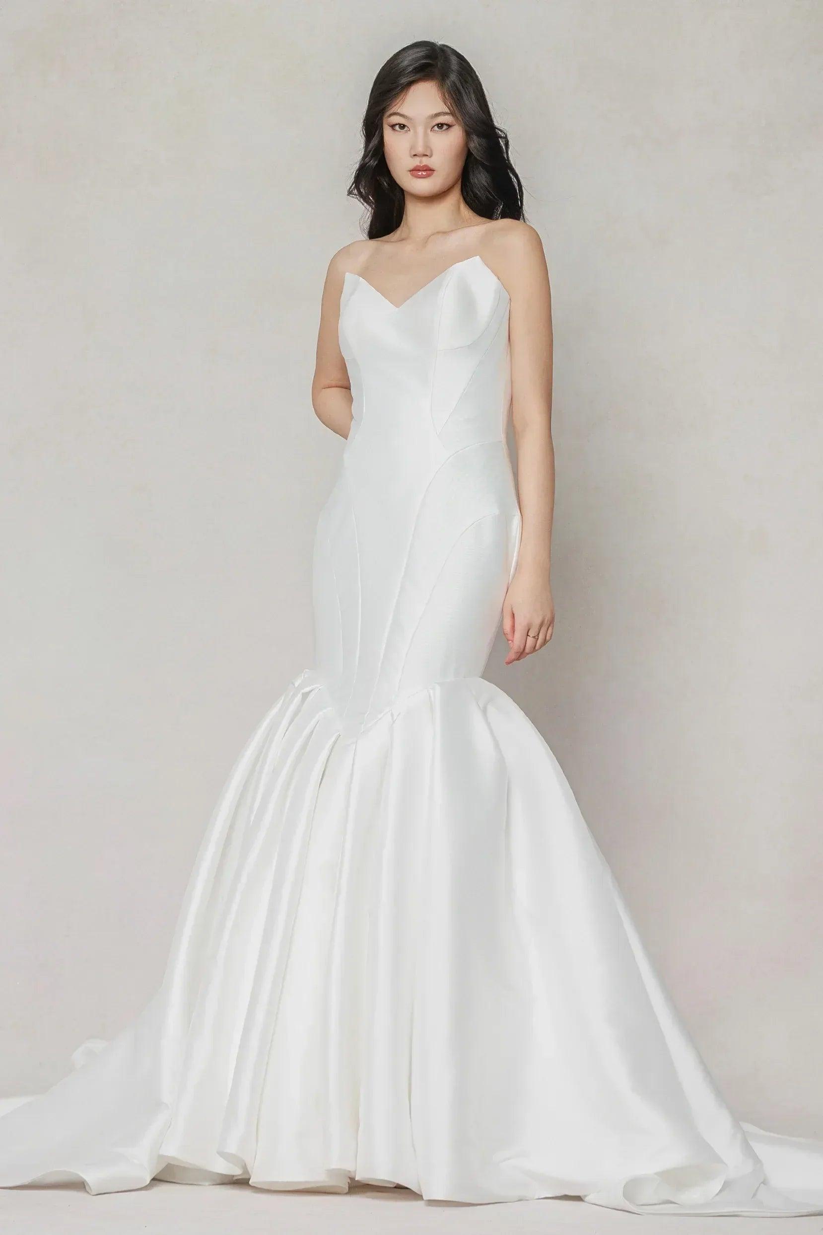 Trumpet-Mermaid Court Train Mikado Wedding Dress CW3650