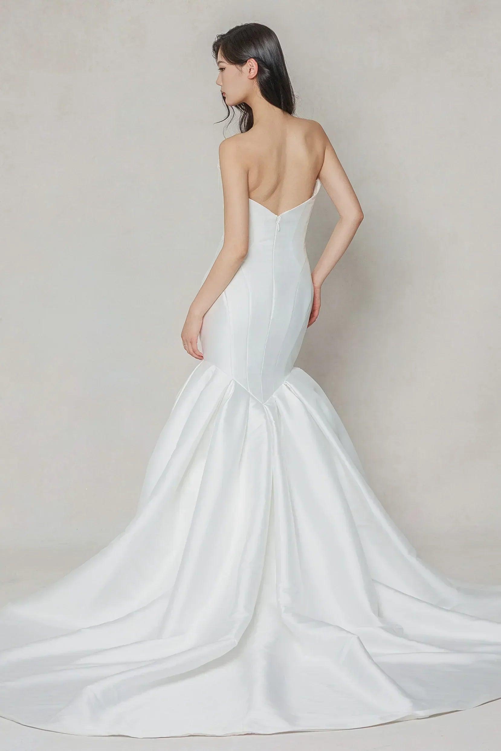 Trumpet-Mermaid Court Train Mikado Wedding Dress CW3650