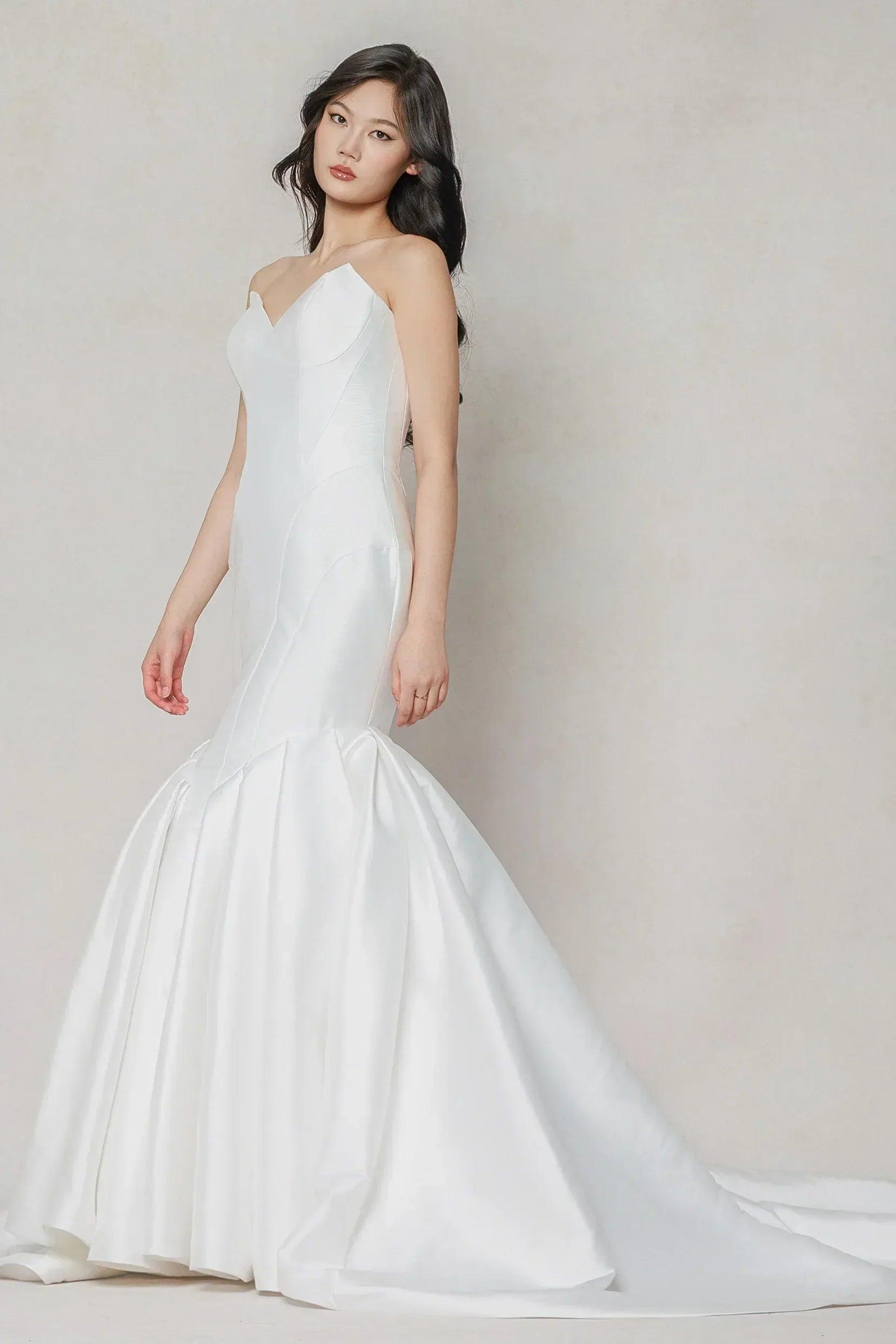 Trumpet-Mermaid Court Train Mikado Wedding Dress CW3650