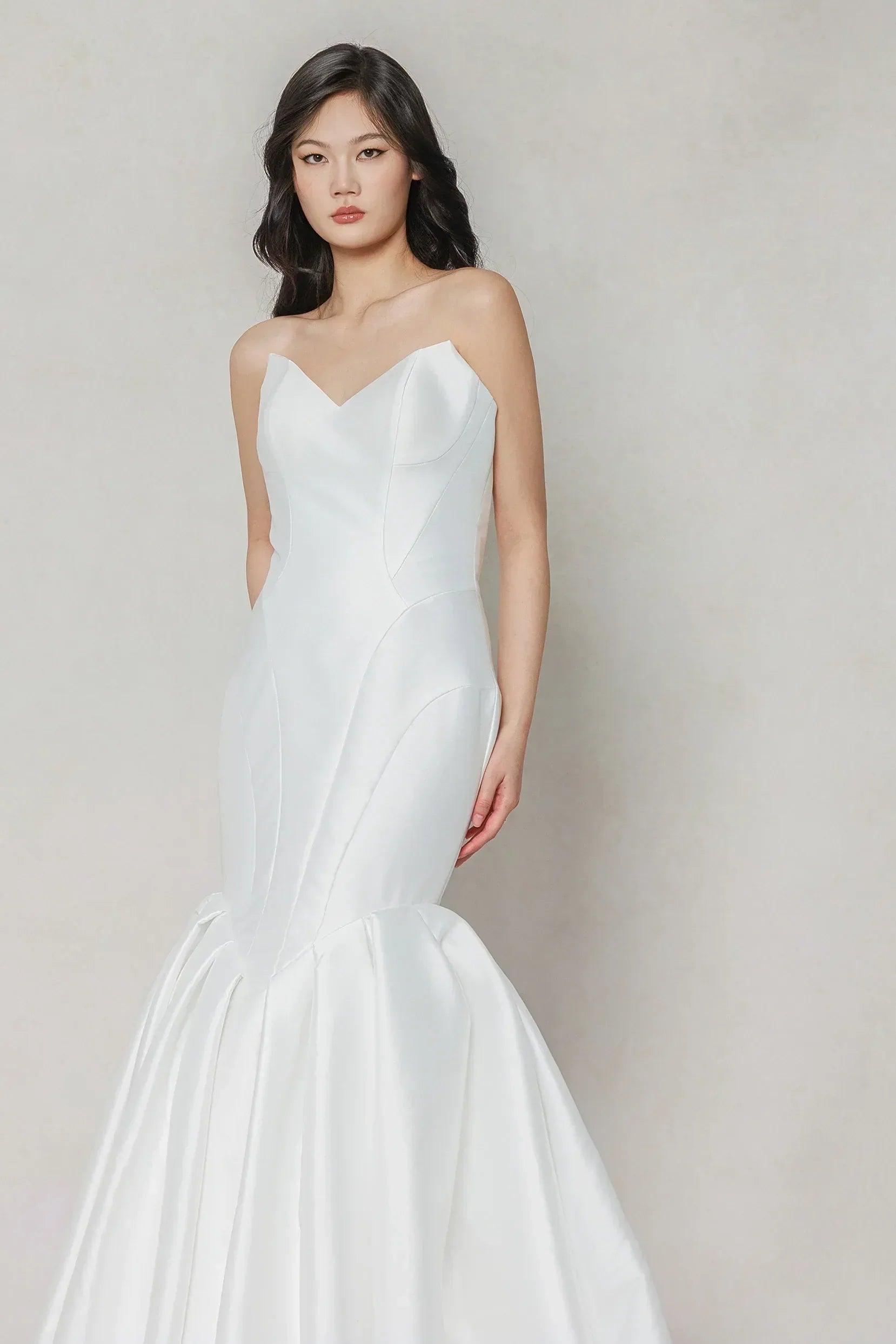Trumpet-Mermaid Court Train Mikado Wedding Dress CW3650