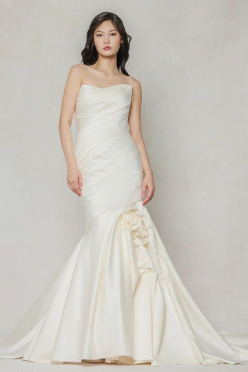 Trumpet-Mermaid Court Train Satin Wedding Dress CW3651