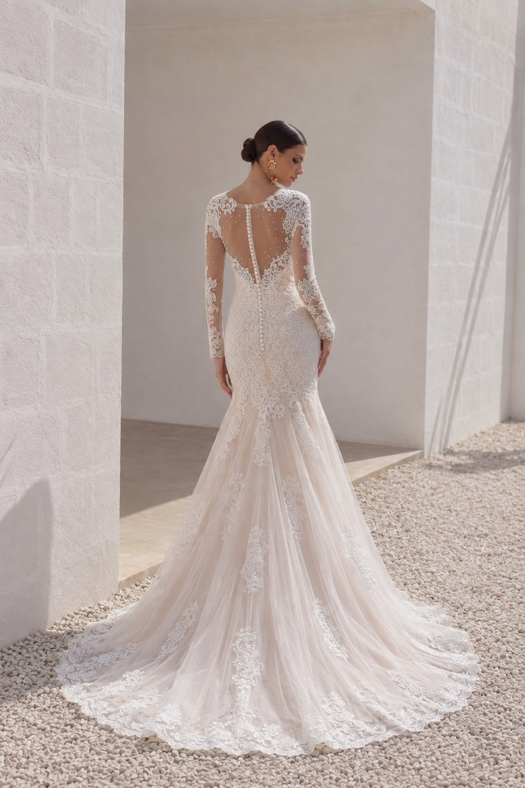 Trumpet-Mermaid Court Train Lace Wedding Dress CWXT14051