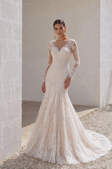 Trumpet-Mermaid Court Train Lace Wedding Dress CWXT14051