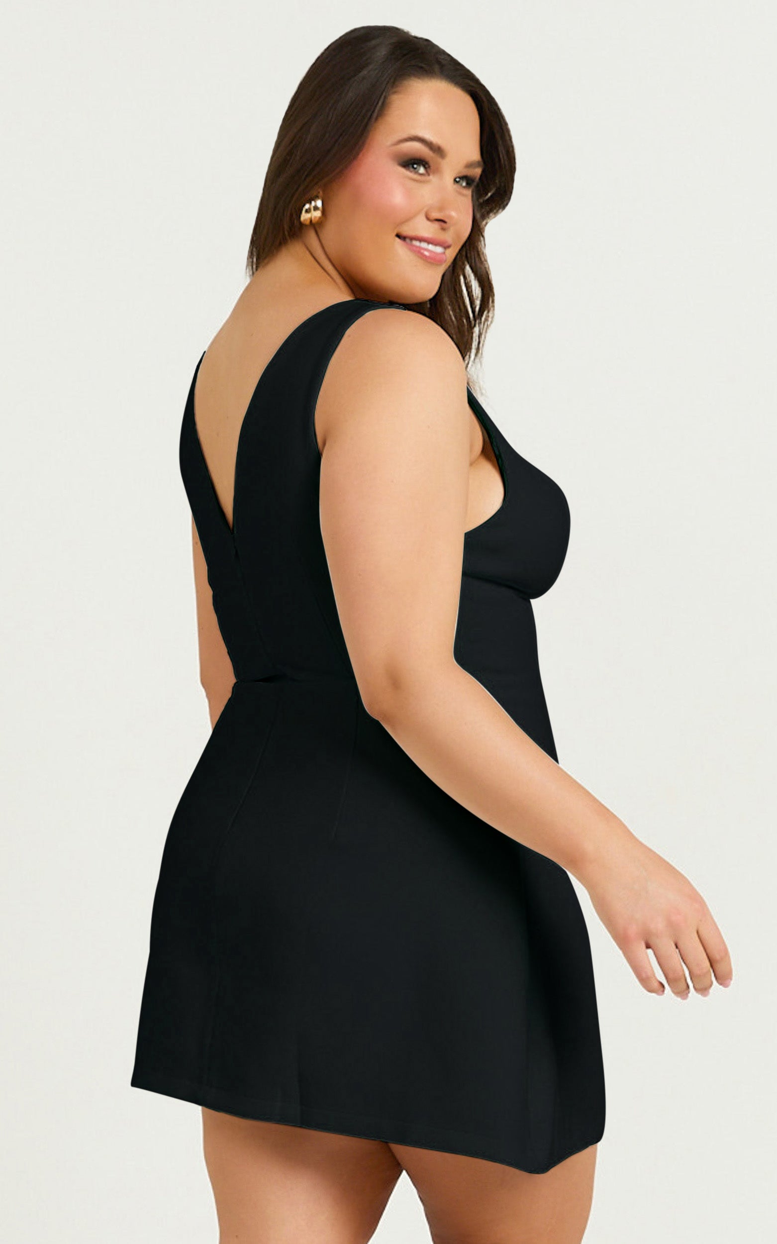 Freddie Mini Dress - Boat Neck Fit and Flare Dress in Black