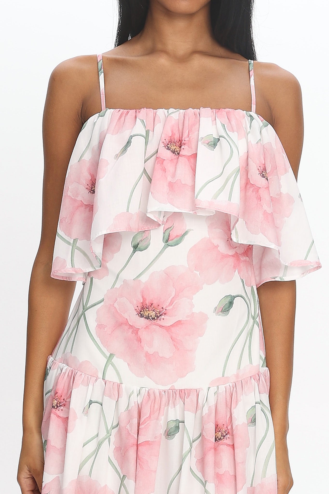 Poppy Fields Tiered Maxi Dress Pink