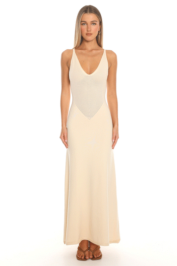 Stolen Kisses Golden Hour Knit Maxi Dress Sand