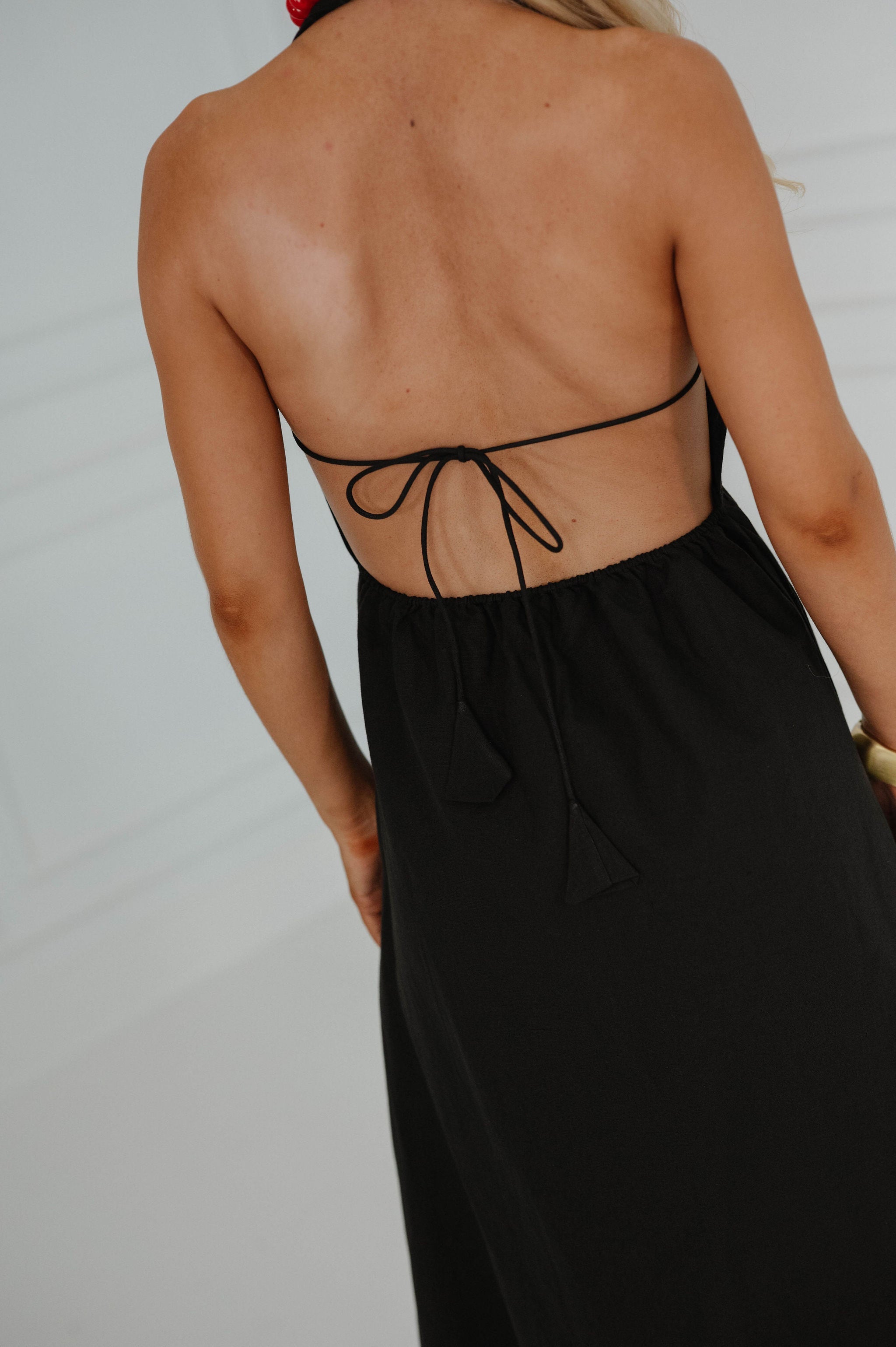 Ainsley Halter Dress-Black