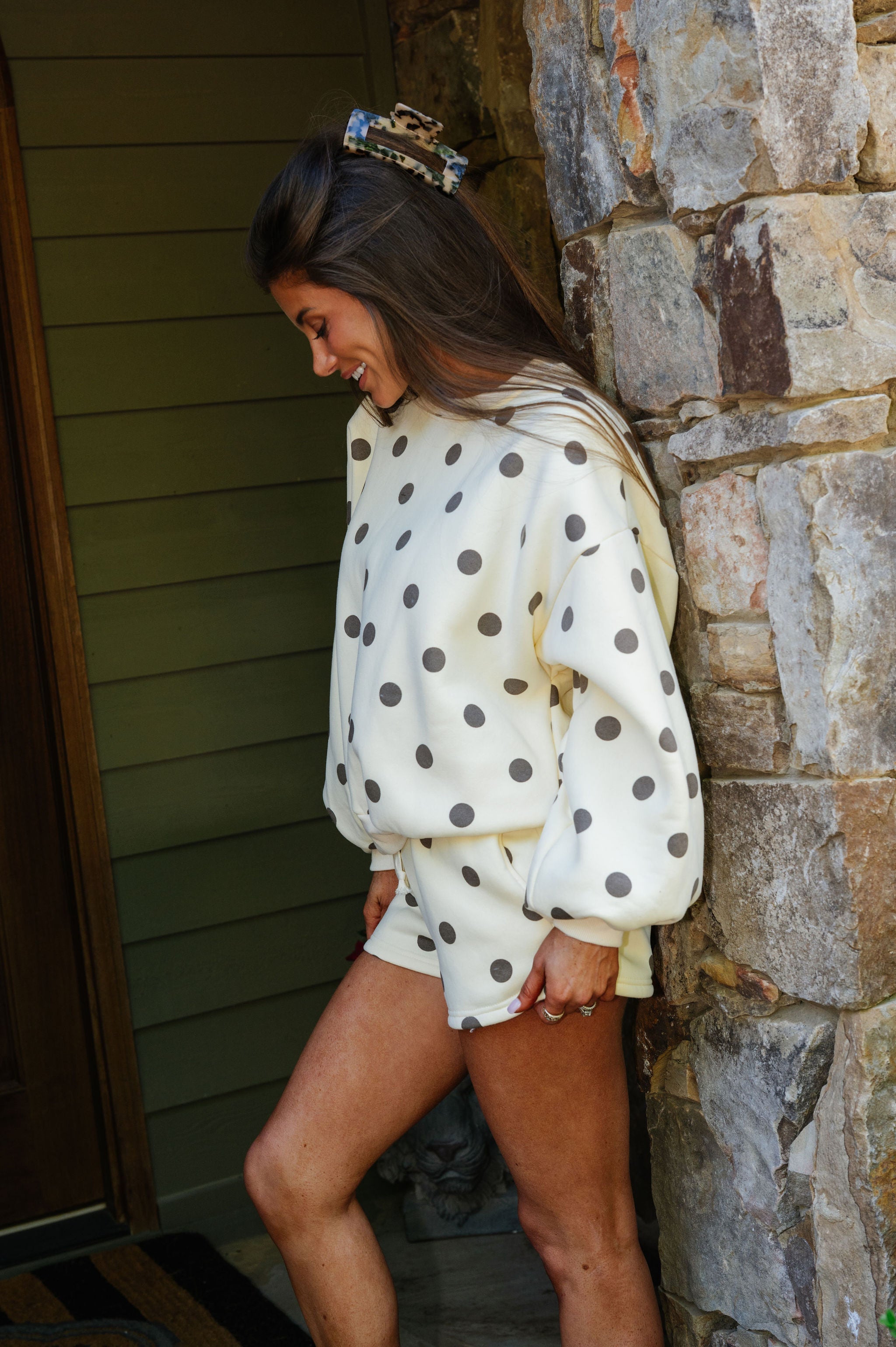 Andi Polka Dot Short Set-Yellow/Brown