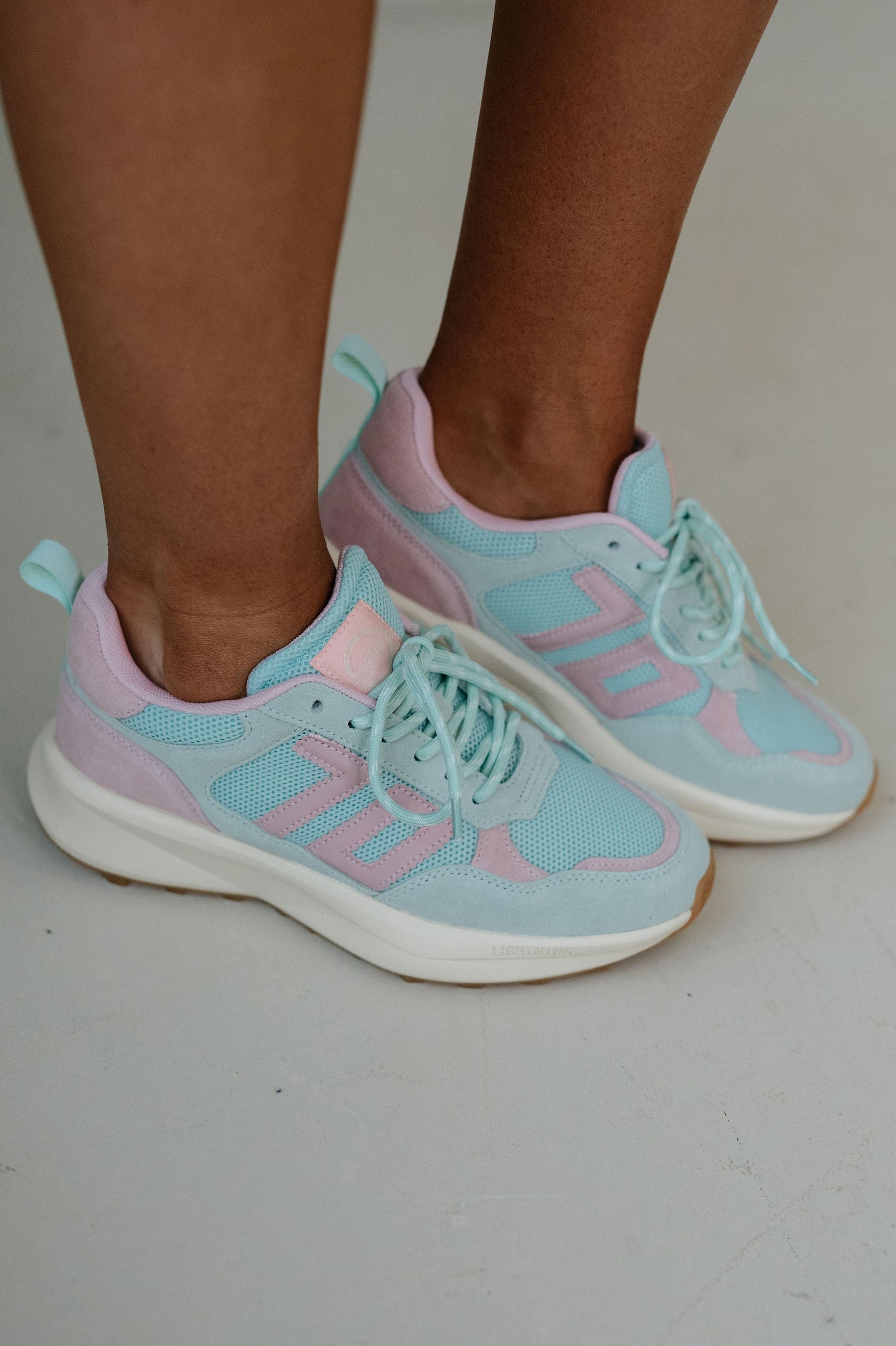 Back 70 Lightning Sneakers-Light Green/Pink