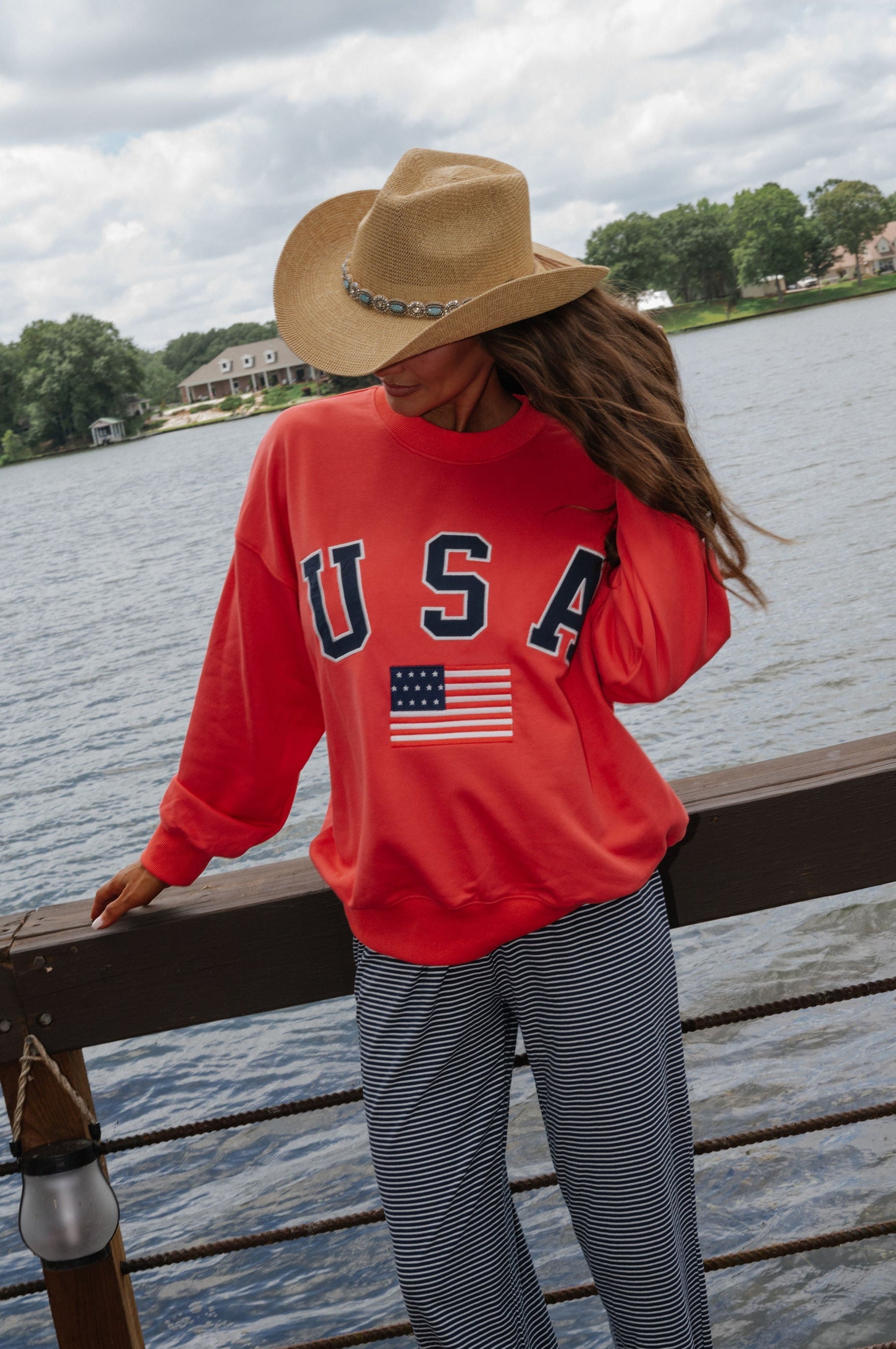 USA Oversized Sweatshirt-Tomato