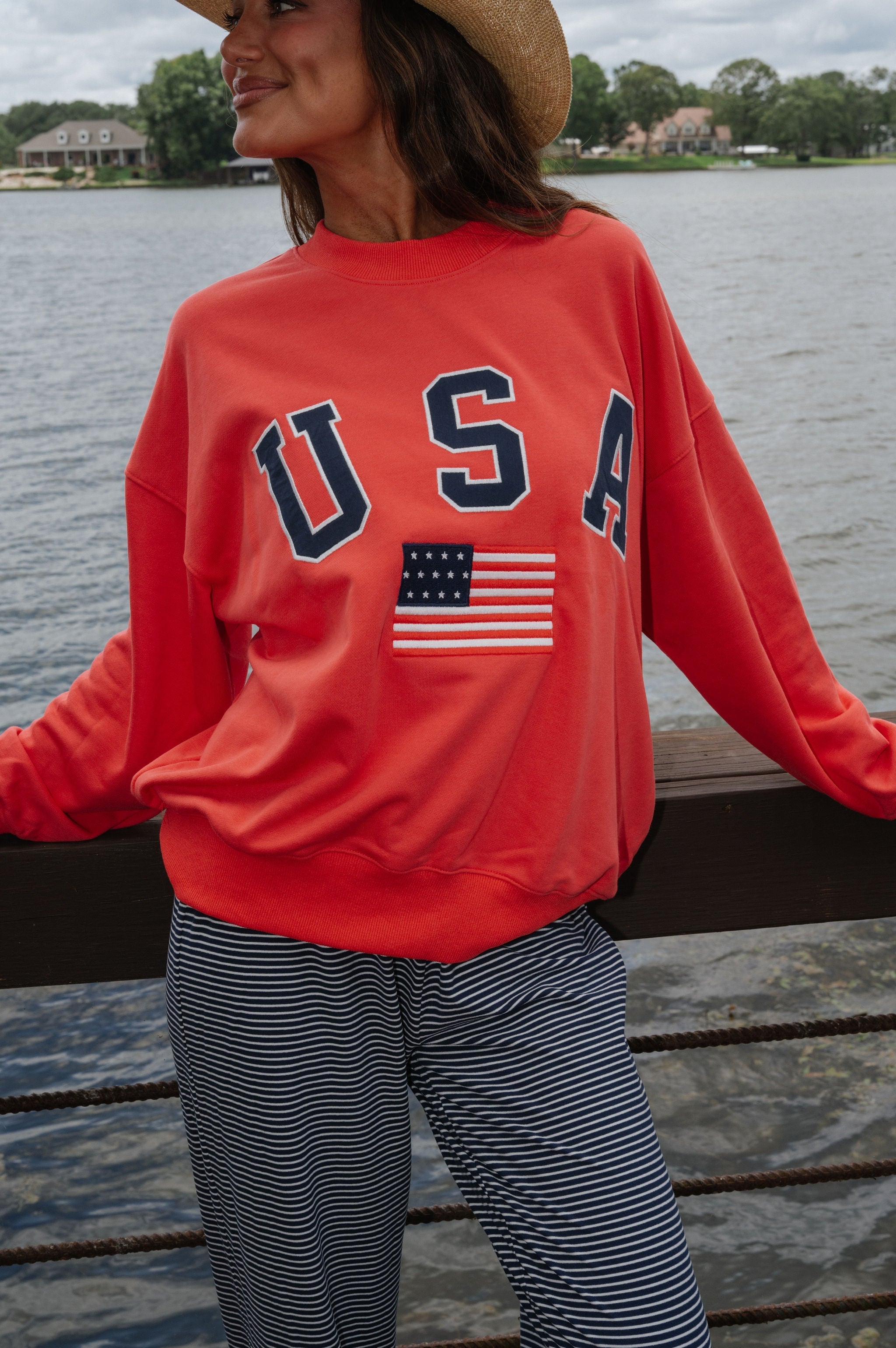 USA Oversized Sweatshirt-Tomato