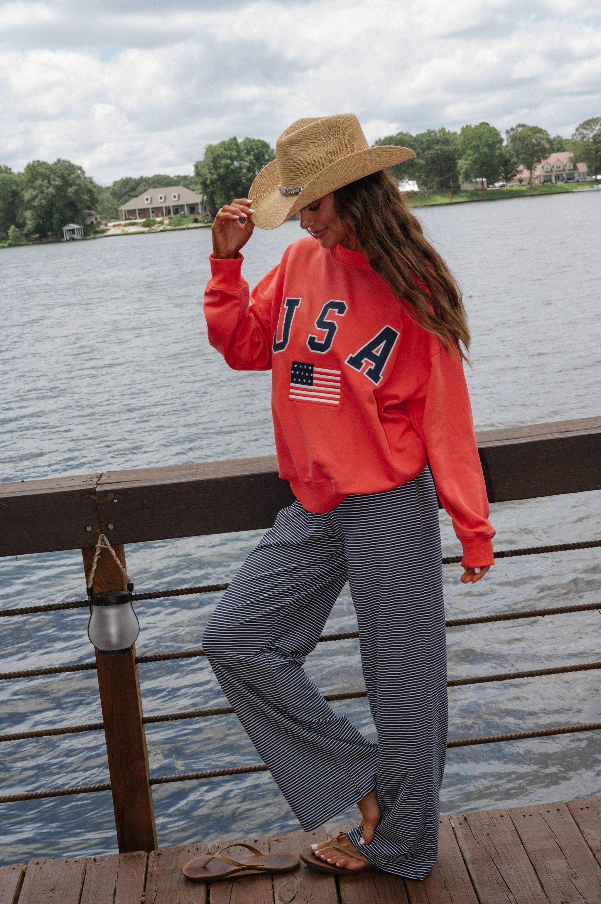 USA Oversized Sweatshirt-Tomato