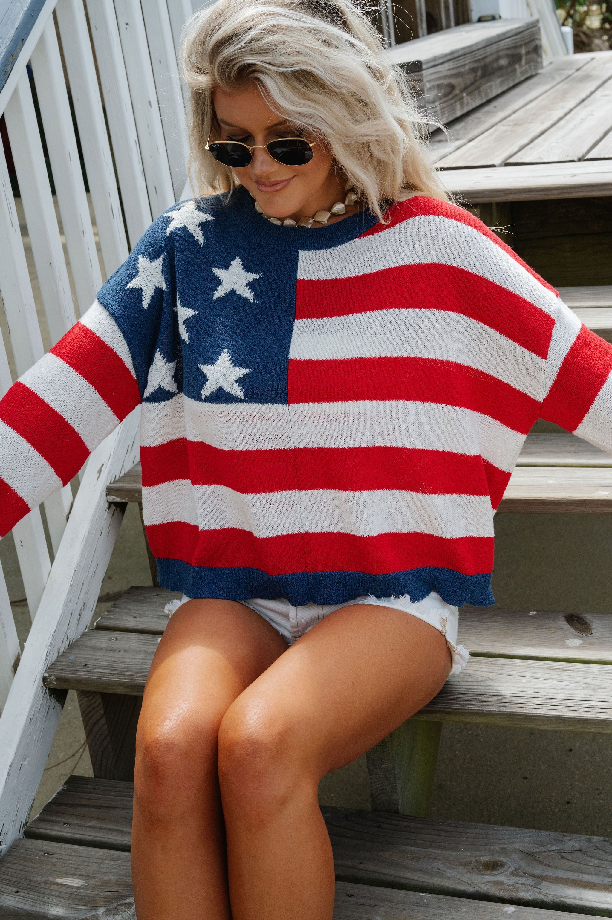American Flag Sweater-Red