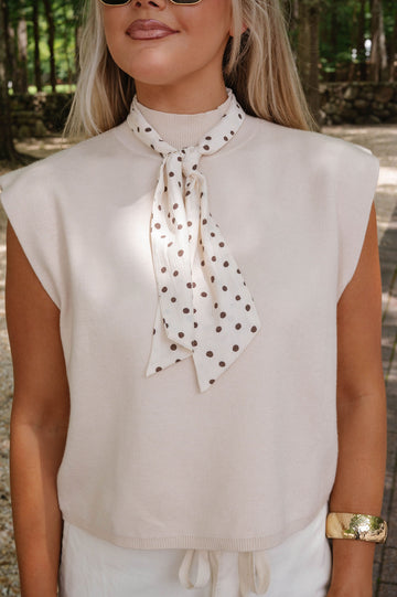 Adele Scarf Detail Top-Ecru