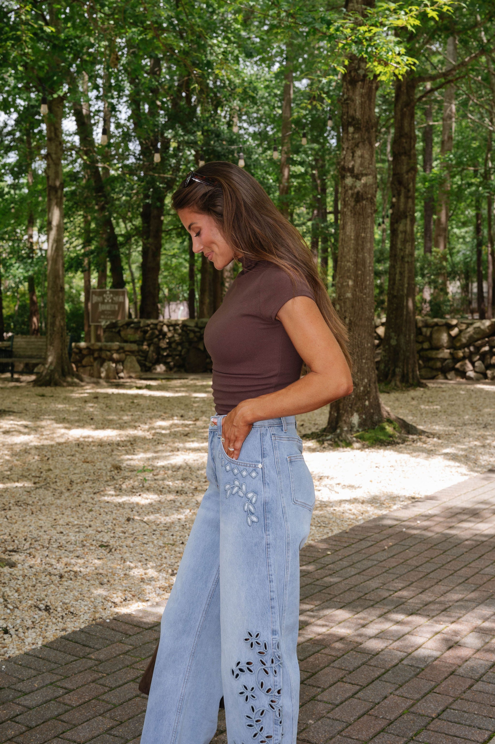Anora Neck Knit Top-Brown