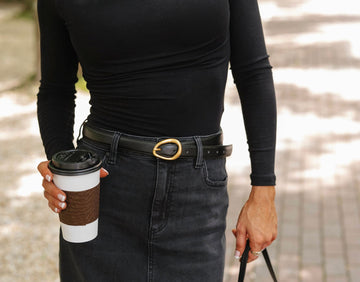 Basic Leather Buckle Belt-Black