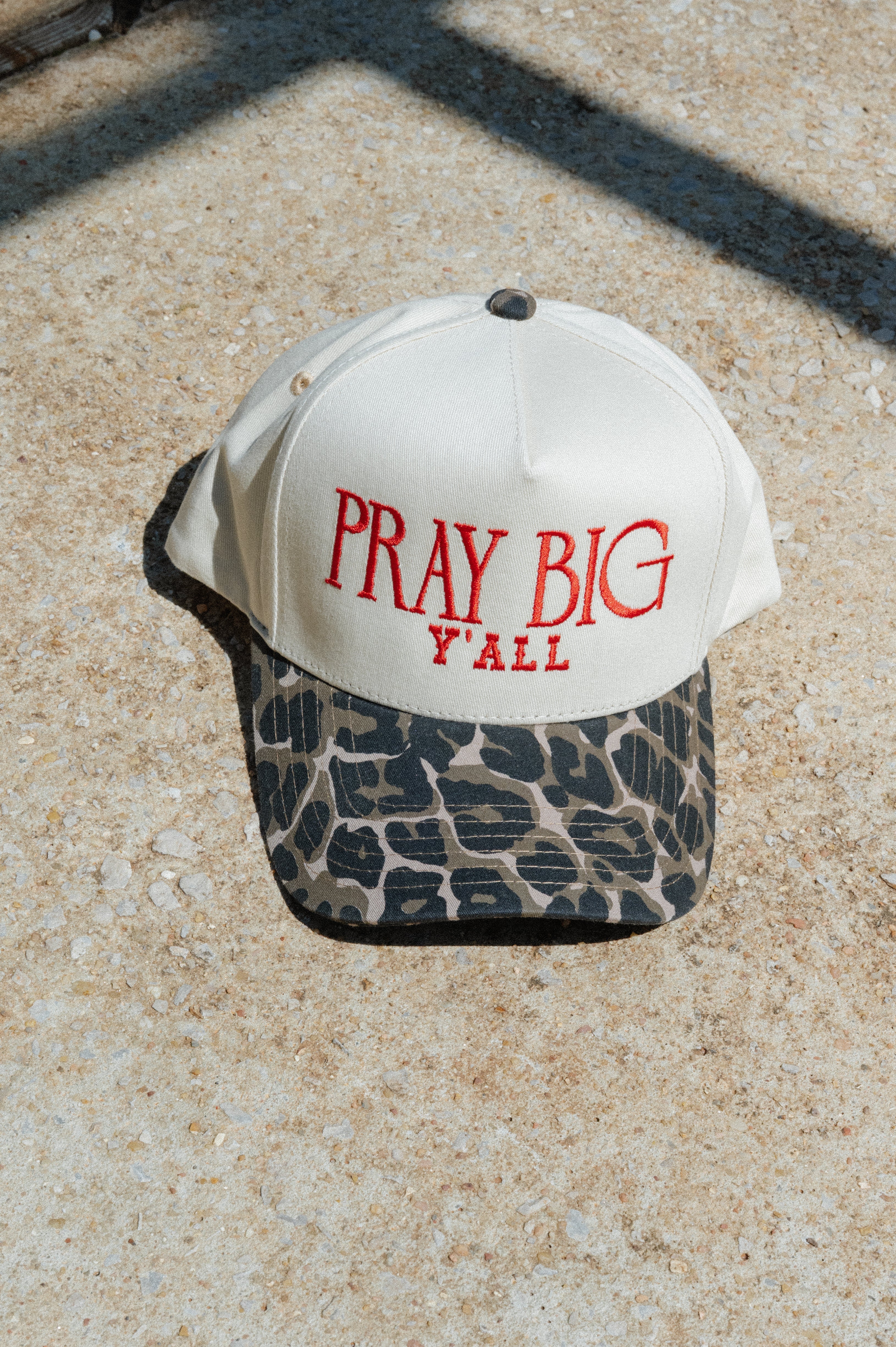 PRAY BIG Y'ALL Trucker Hat- Leopard
