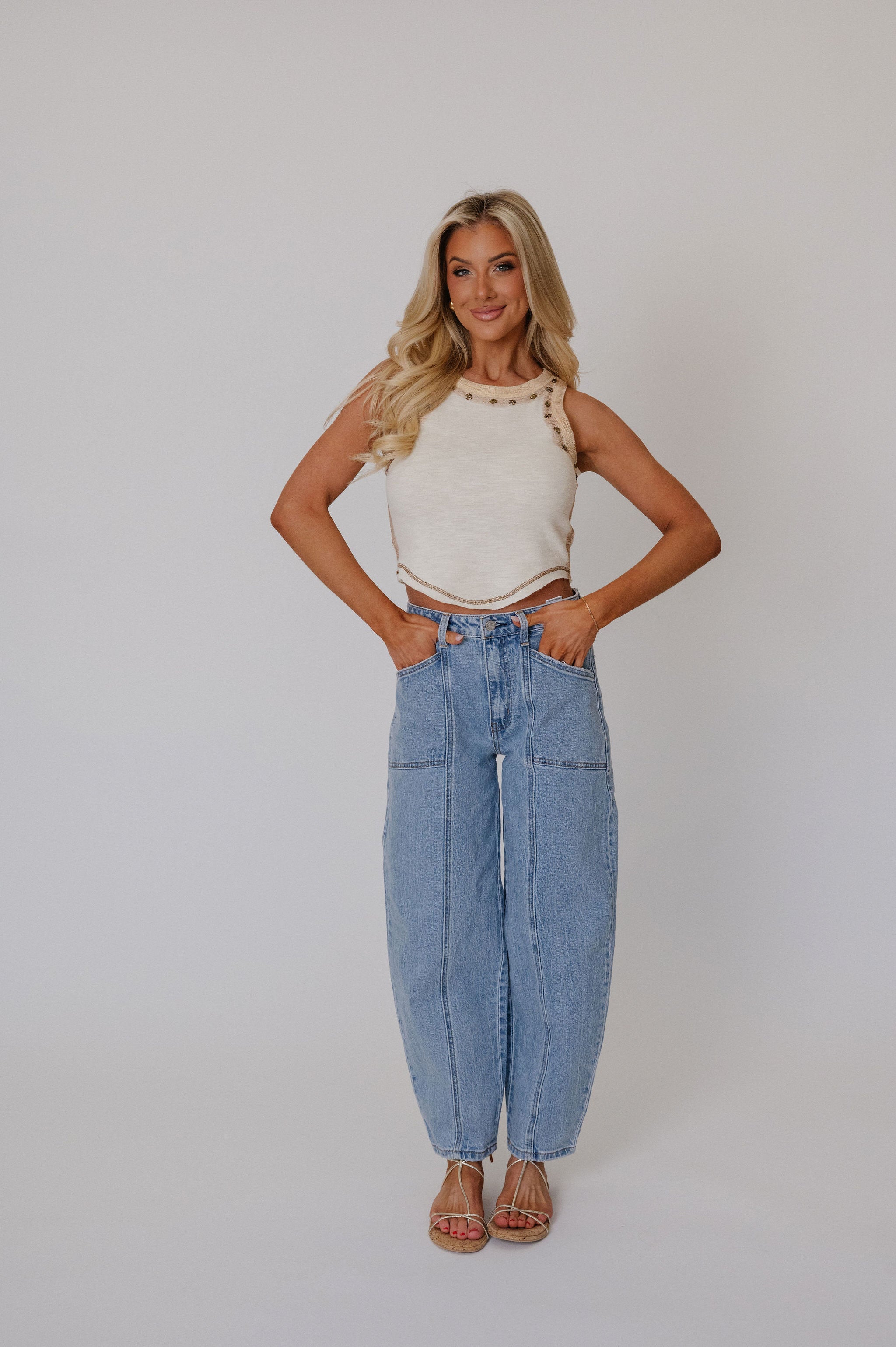 Arabella Sleeveless Knit Top-Cream