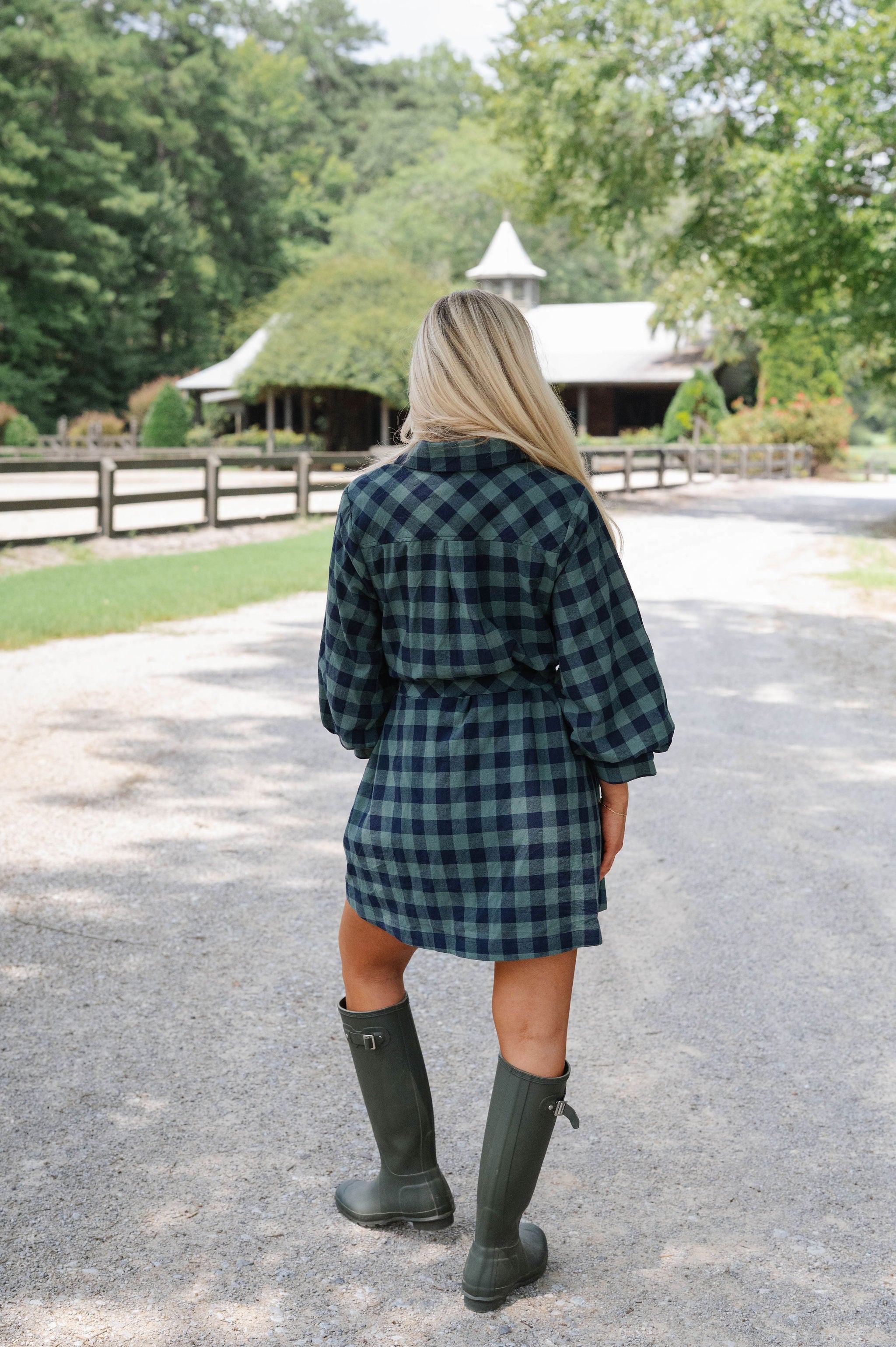 Ava Plaid Dress-Green