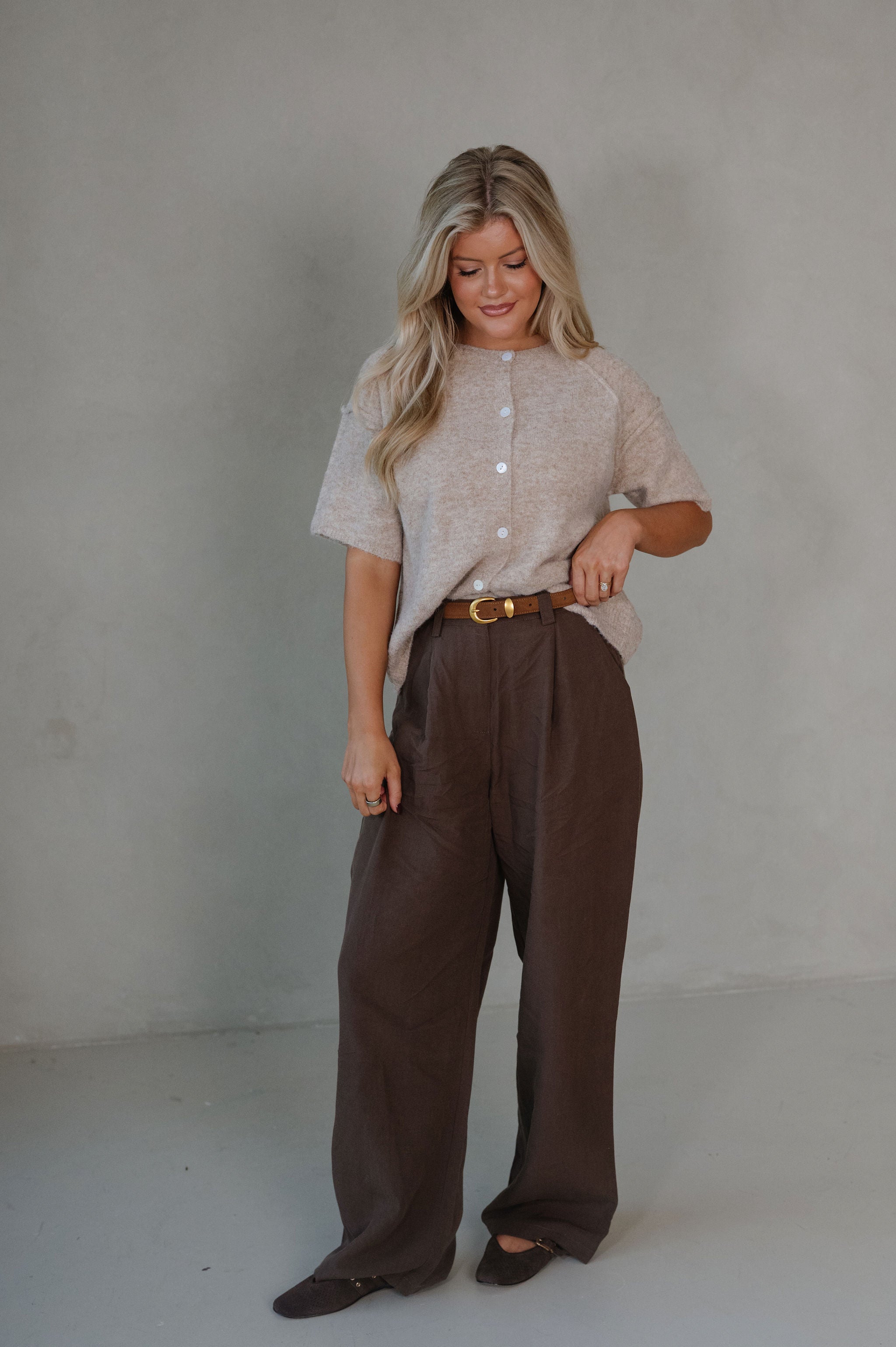 Amelia Cardigan Sweater-Taupe