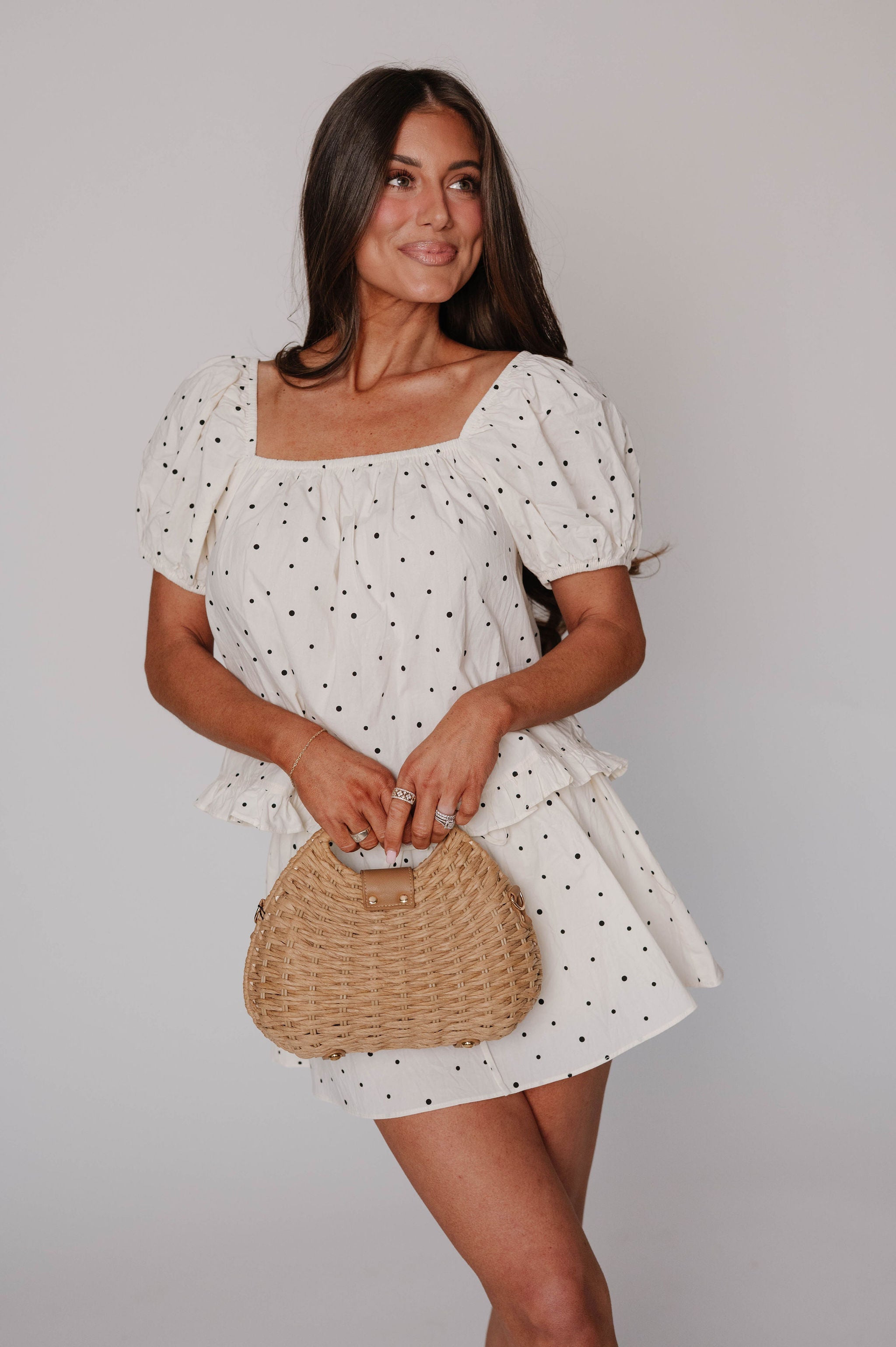 Arlo Polka Dot Skirt-Ivory/Black