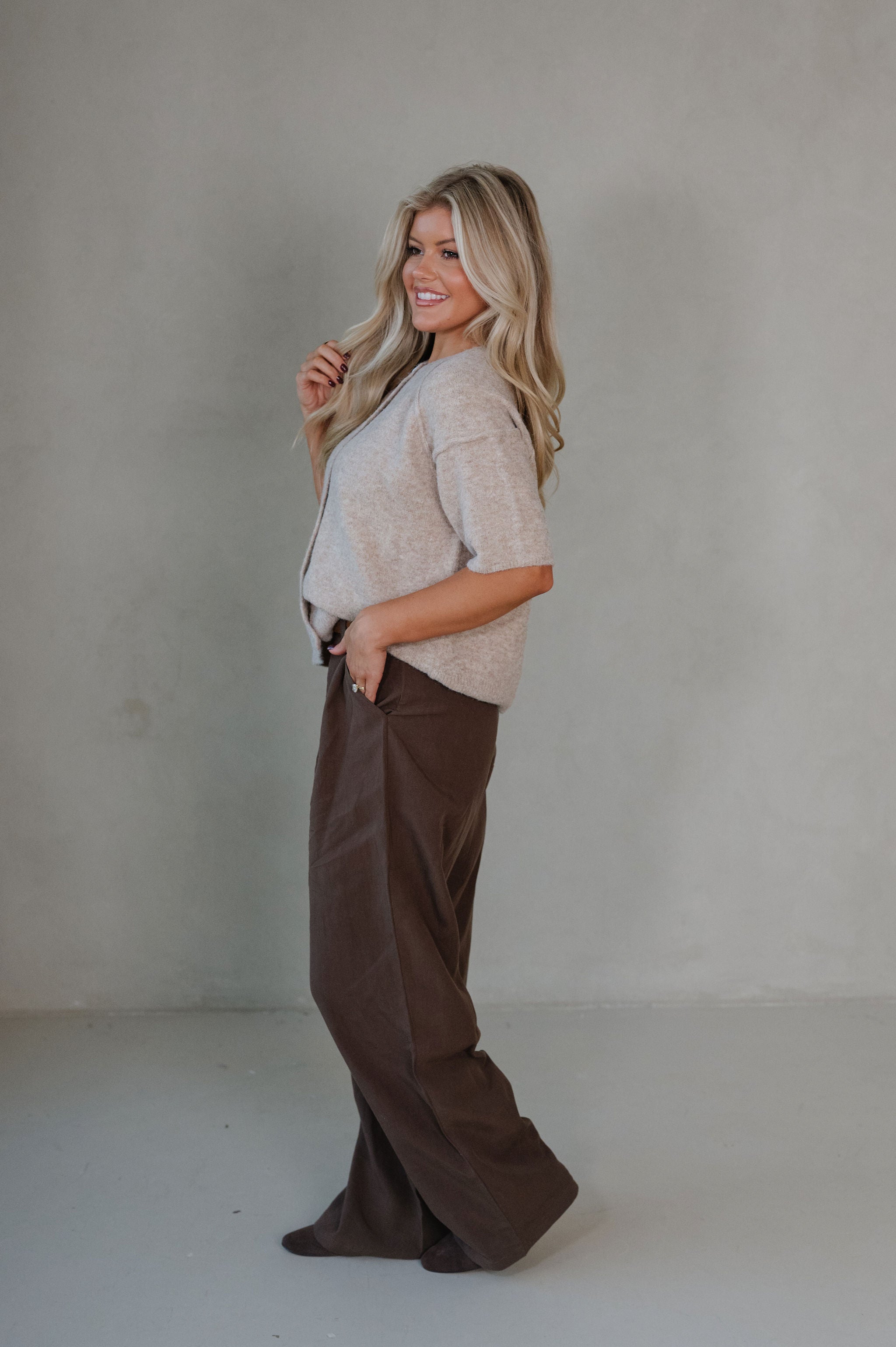 Amelia Cardigan Sweater-Taupe