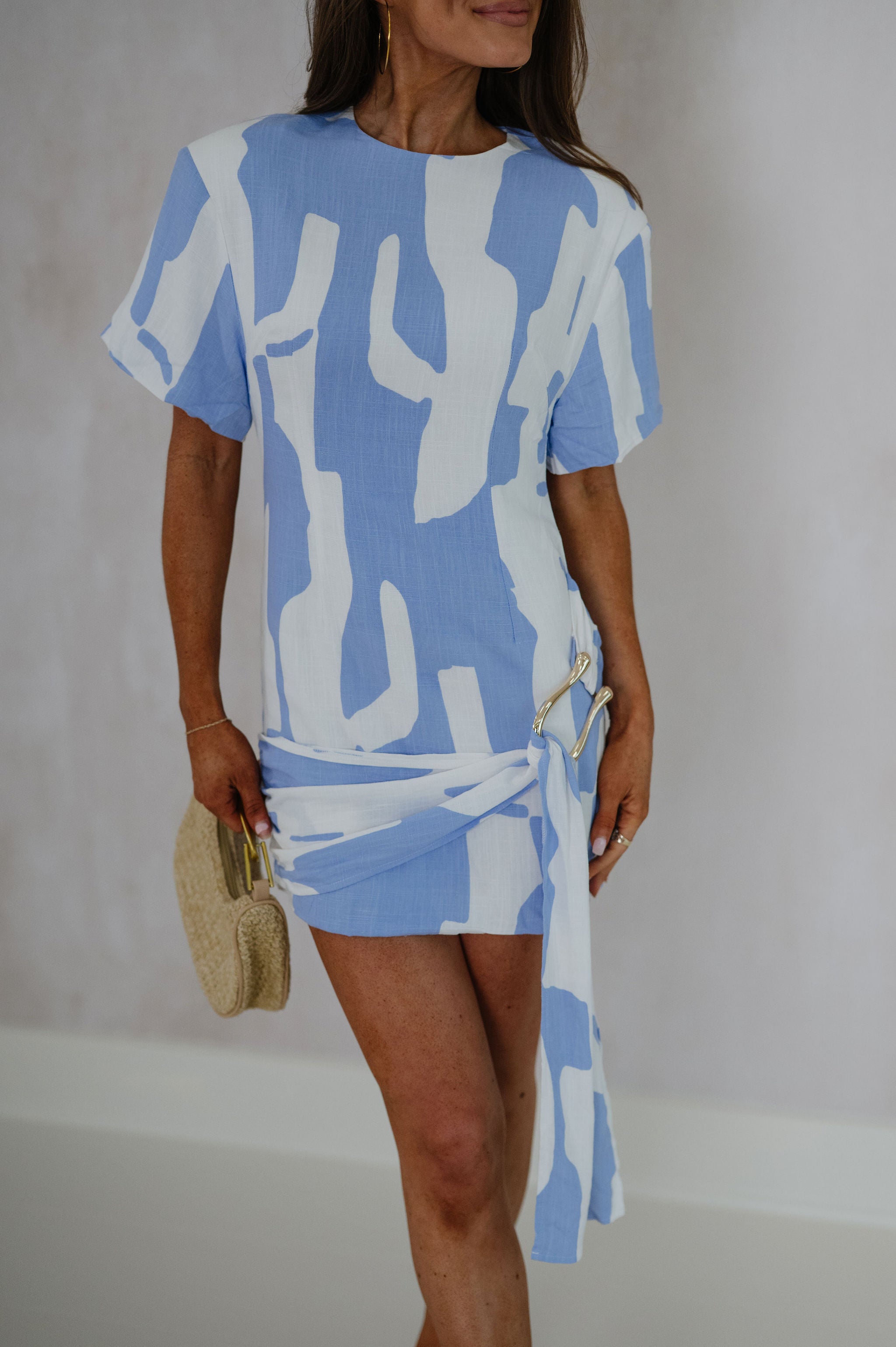 Amy Abstract Mini Dress-Blue