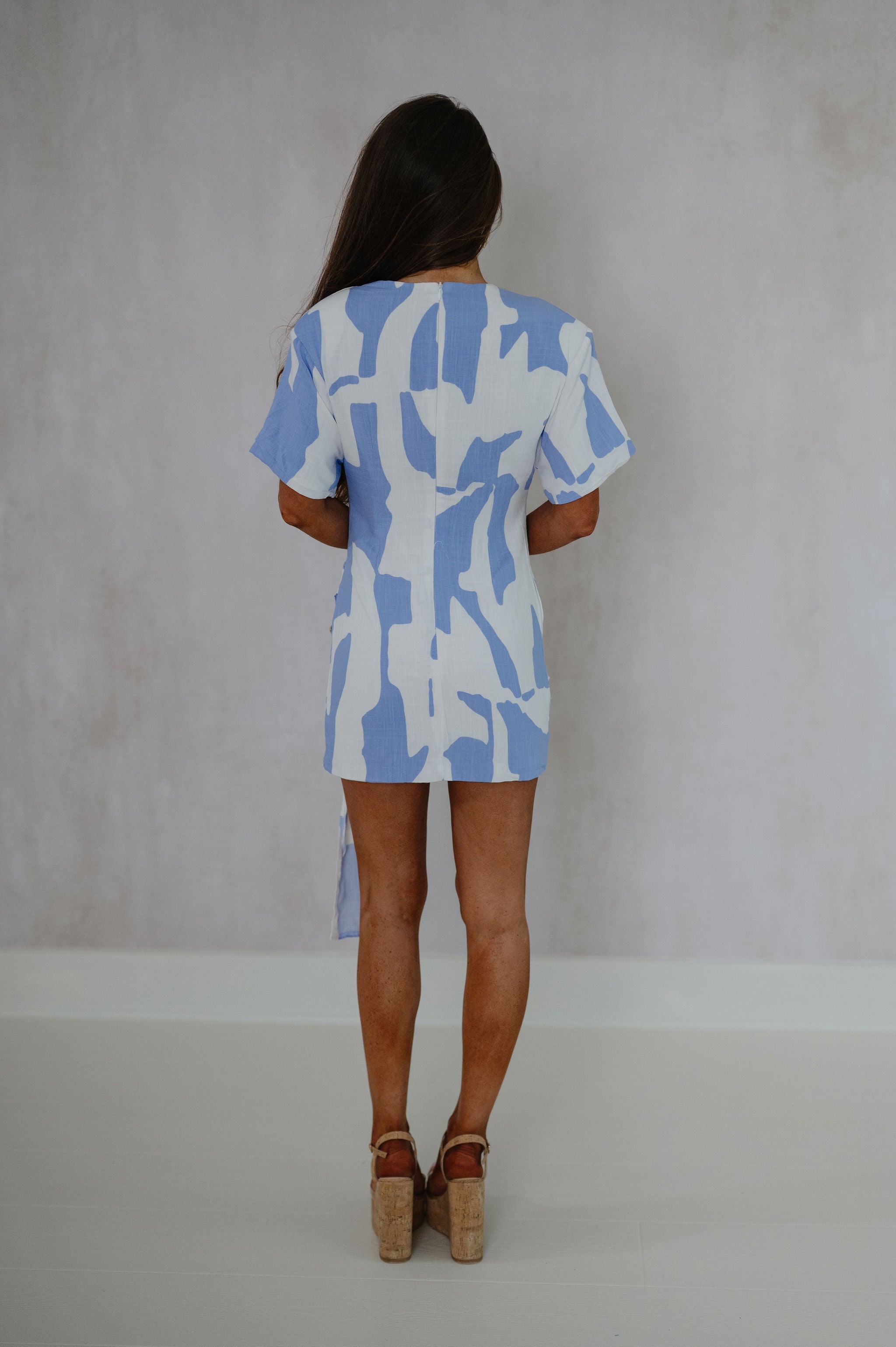 Amy Abstract Mini Dress-Blue