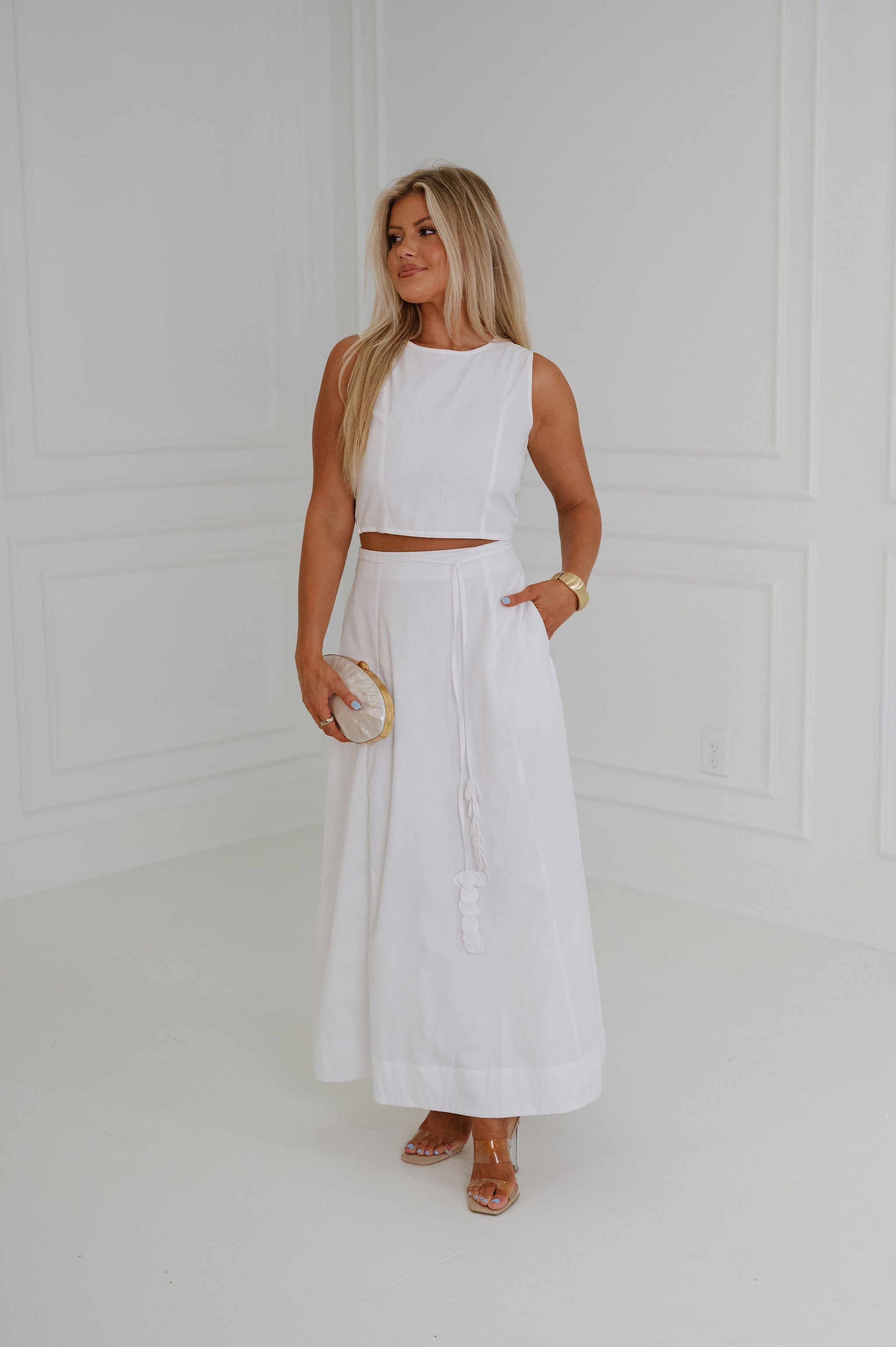 Avery Skirt Set-White