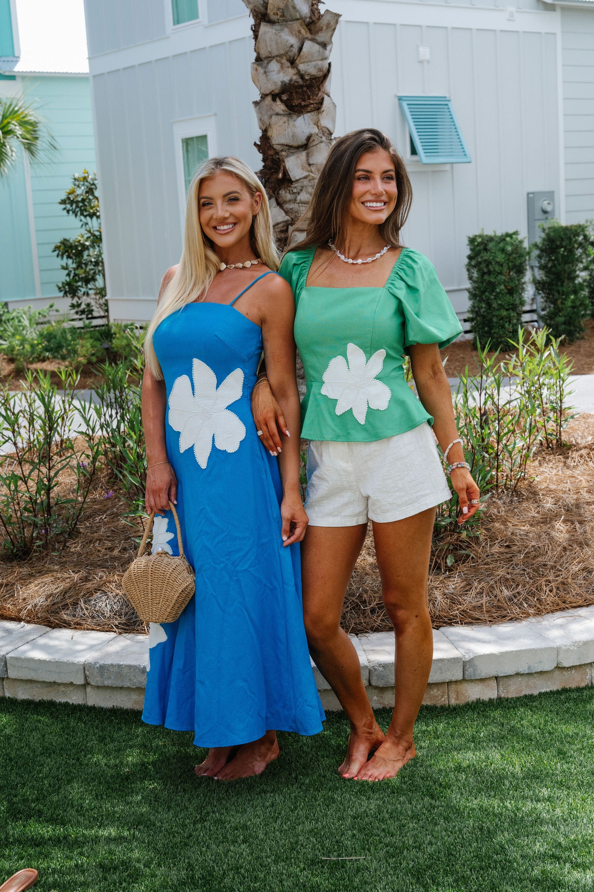 Applique Pearl Embroidered Top-Emerald
