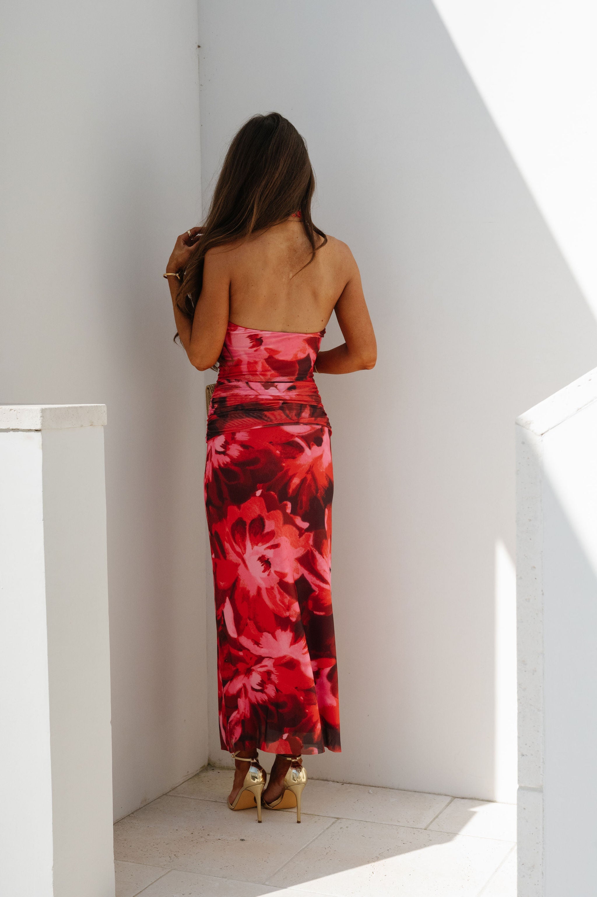 Barley Maxi Dress-Red Floral