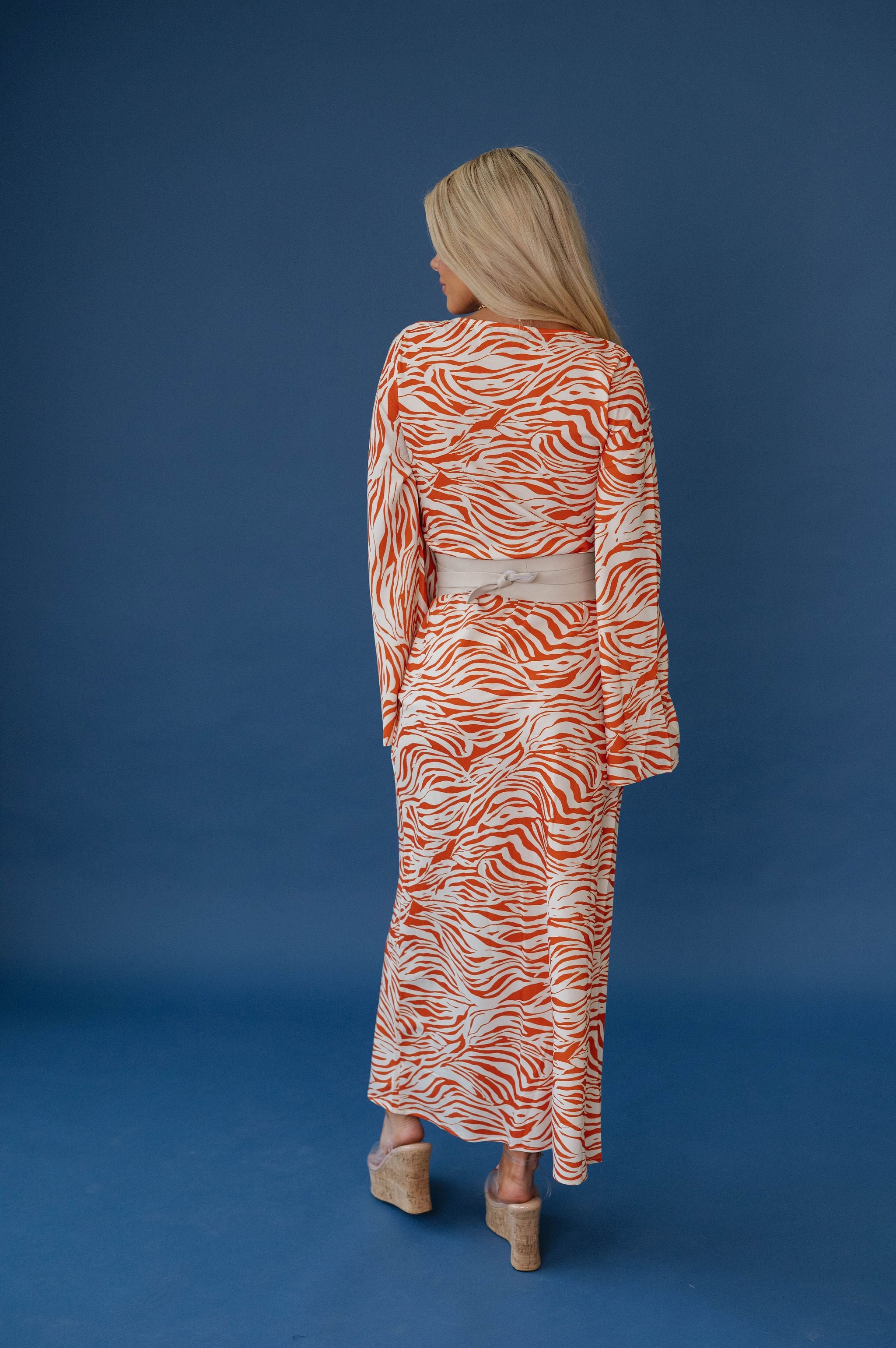 Aria Maxi Dress-Orange/Ivory