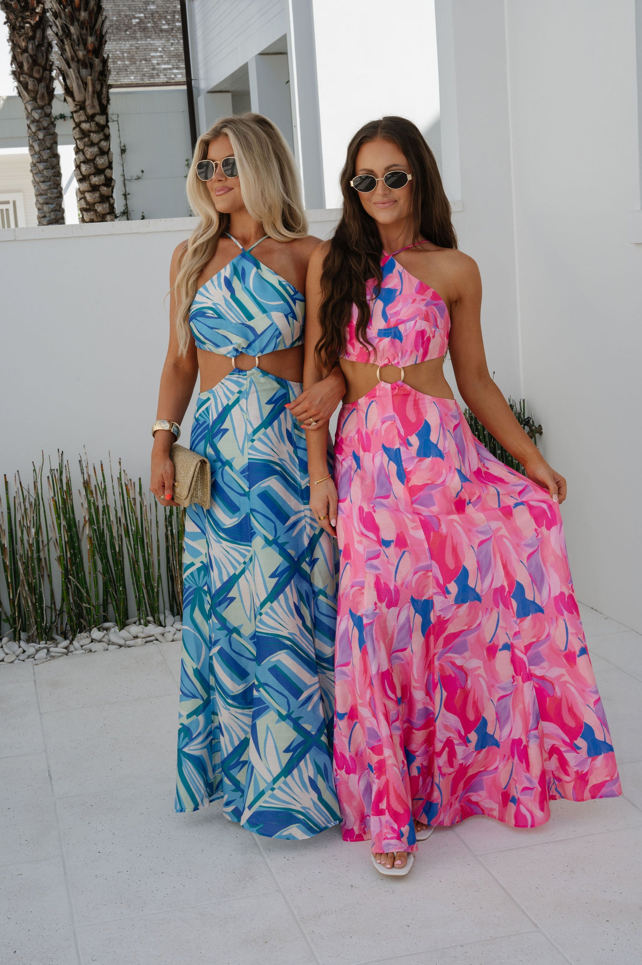 Abstract Ring Maxi Dress-Blue Multi