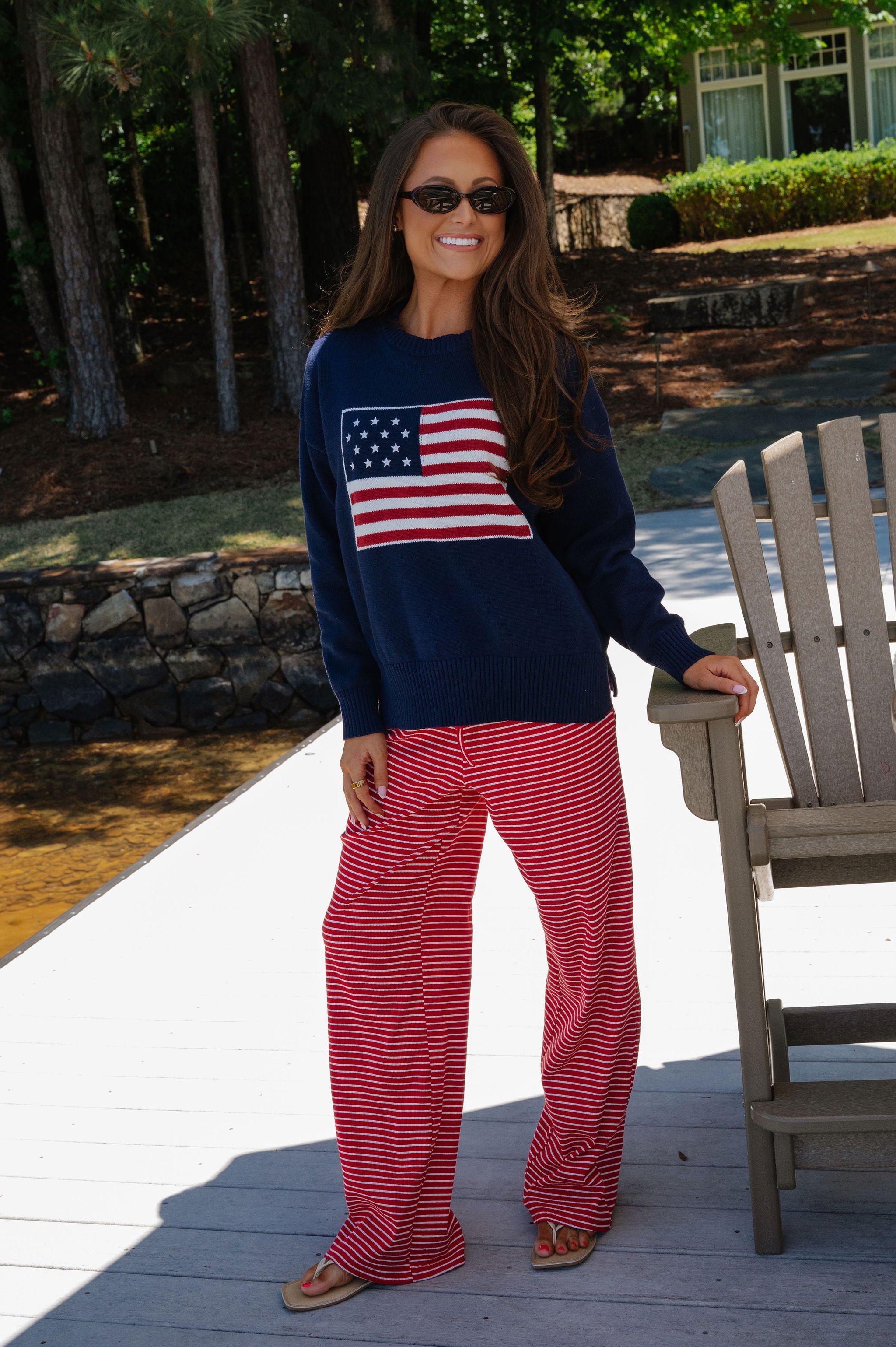 American Flag Knit Sweater-Navy