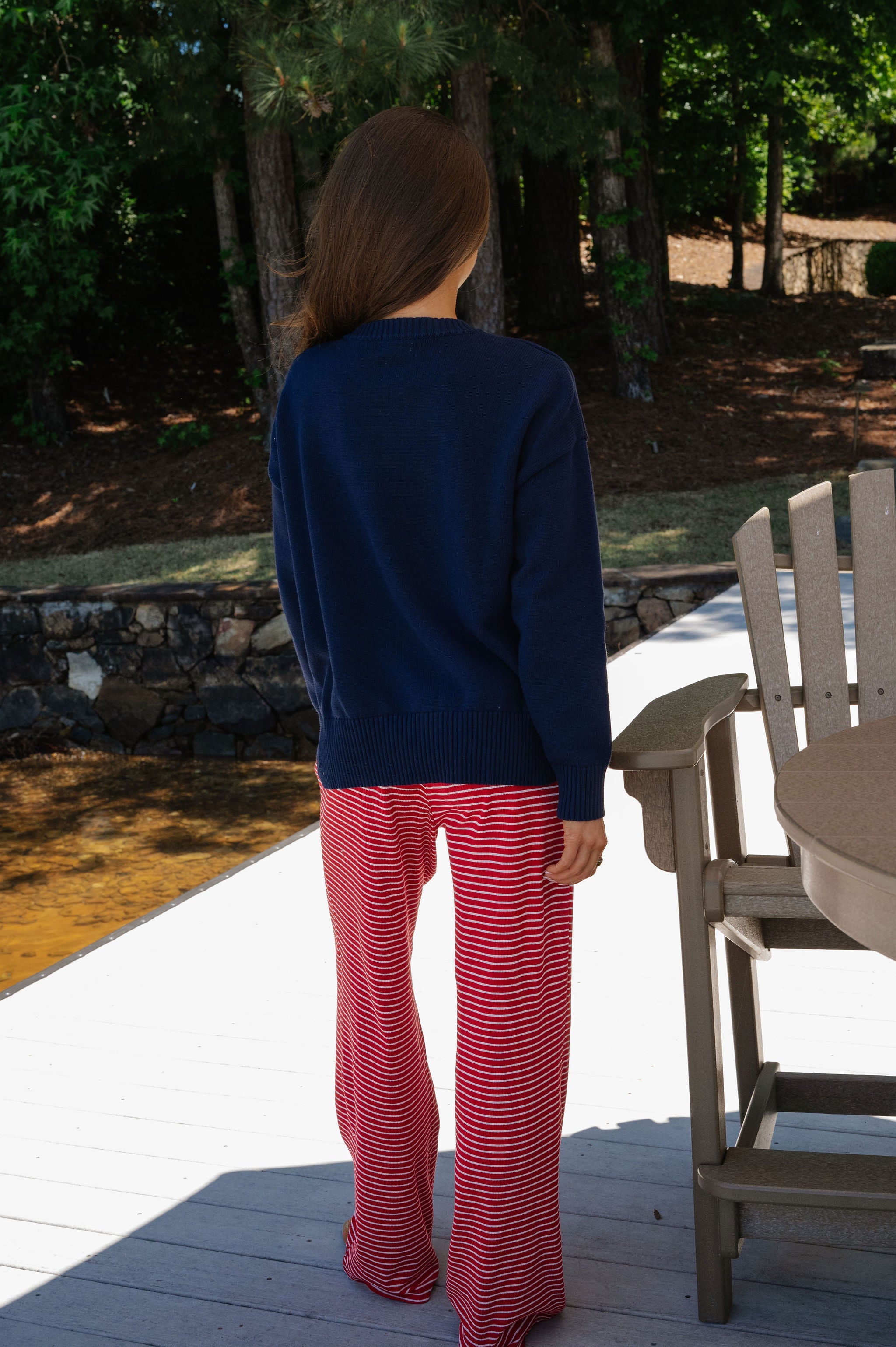 American Flag Knit Sweater-Navy
