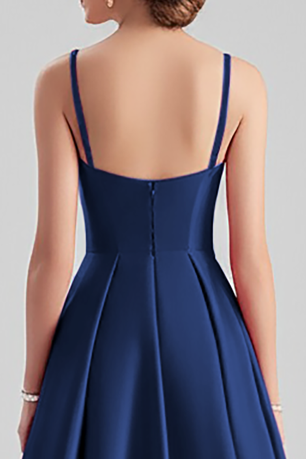 Black Satin A Line Spaghetti Straps Long Formal Dress
