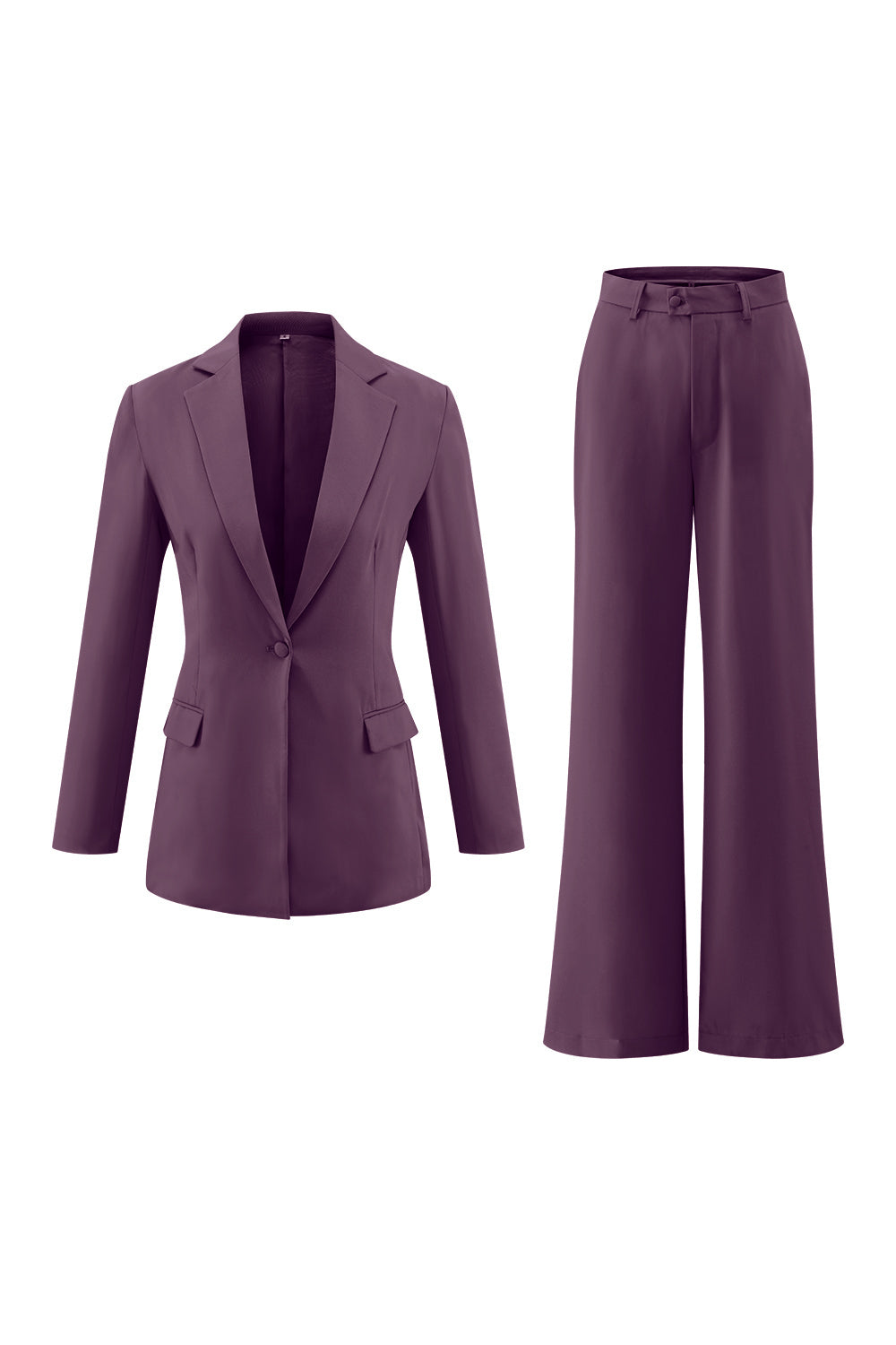 Fuchsia Long Sleeves 2 Piece Business Suits with Pockets