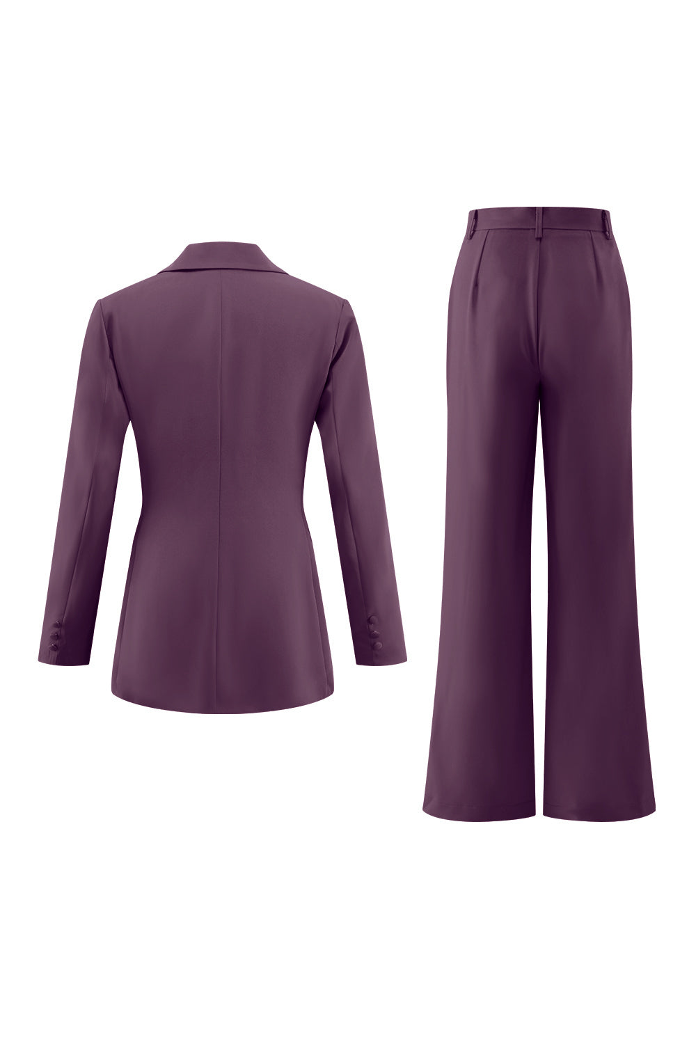 Fuchsia Long Sleeves 2 Piece Business Suits with Pockets