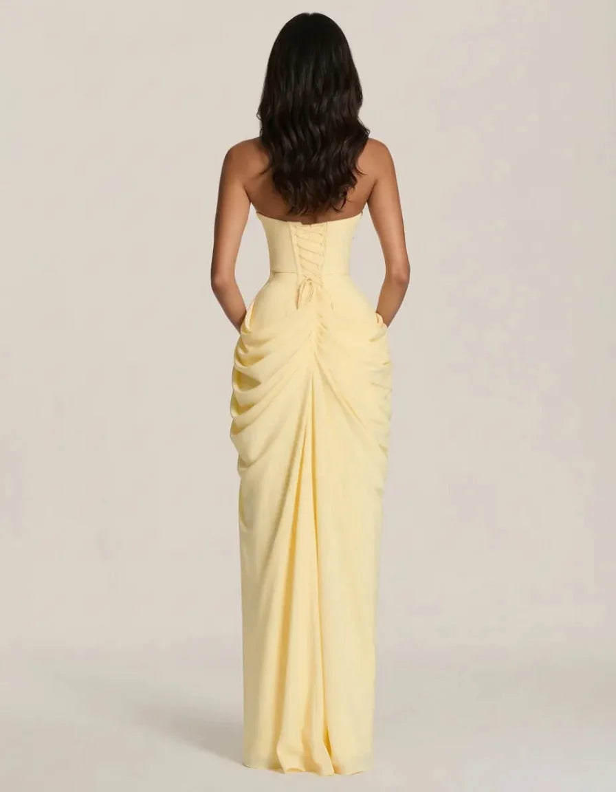 The Dhalia — Draped Strapless Evening Gown